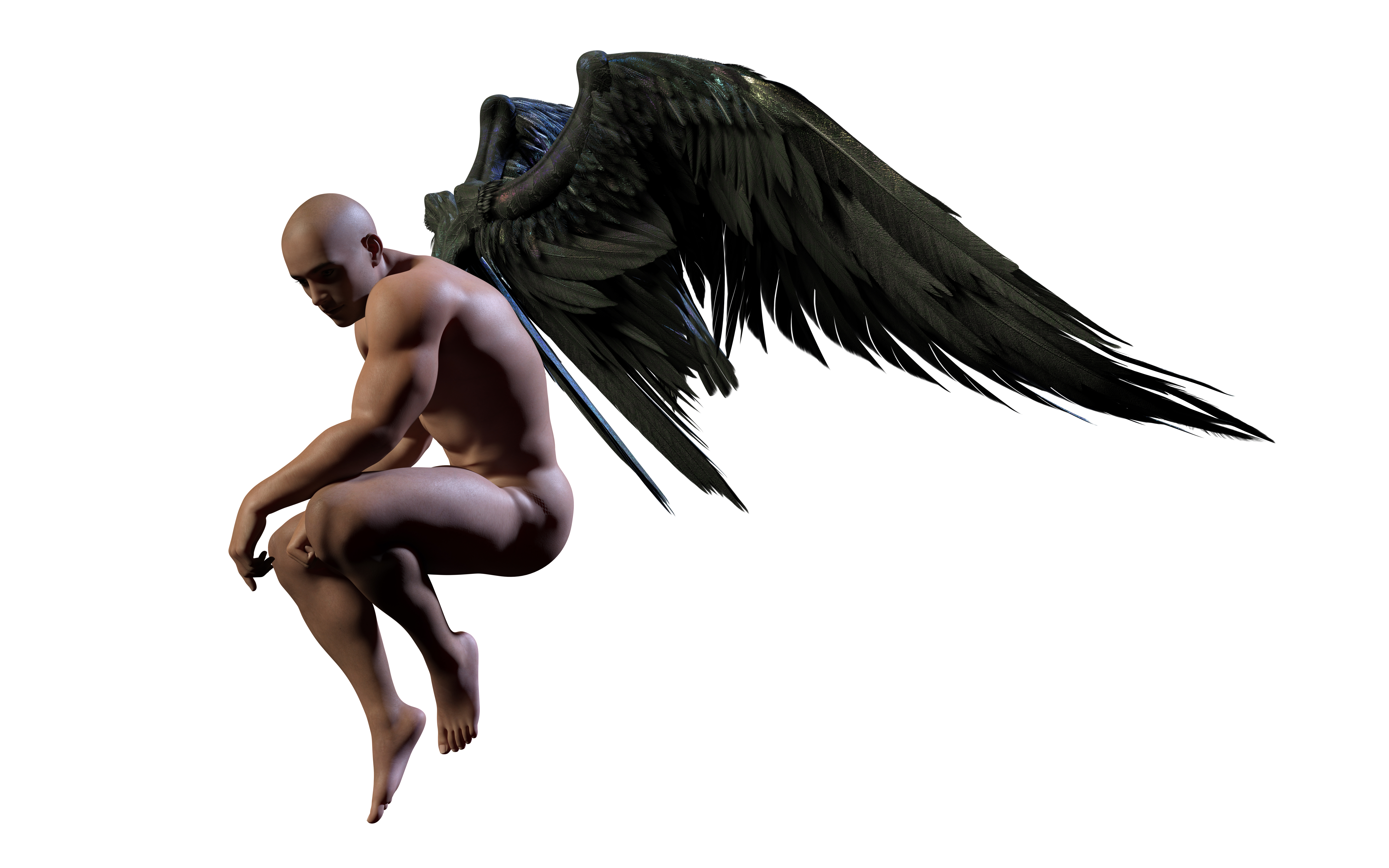 Человек с крыльями с боку