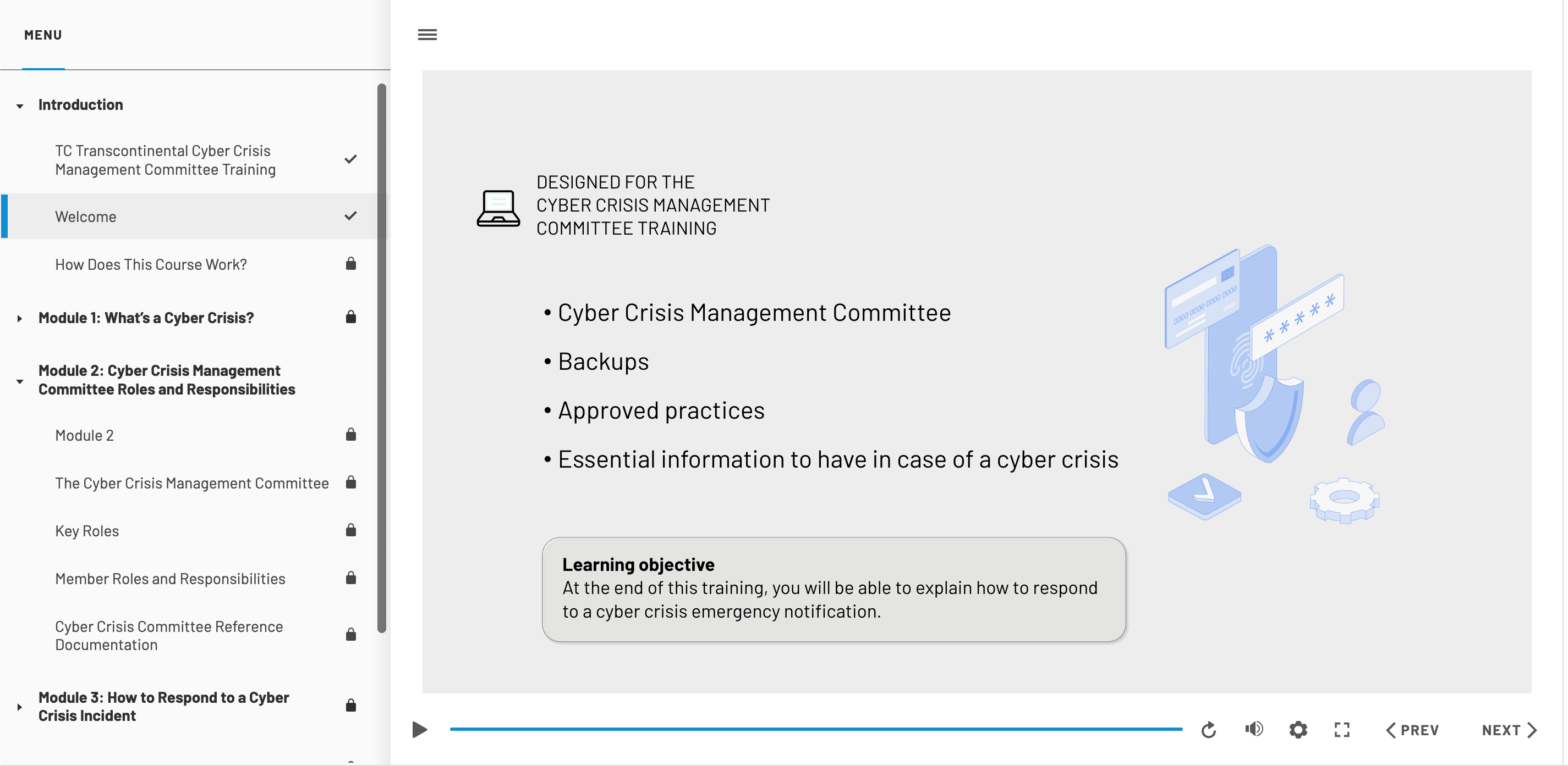 Écran clé du module e-learning