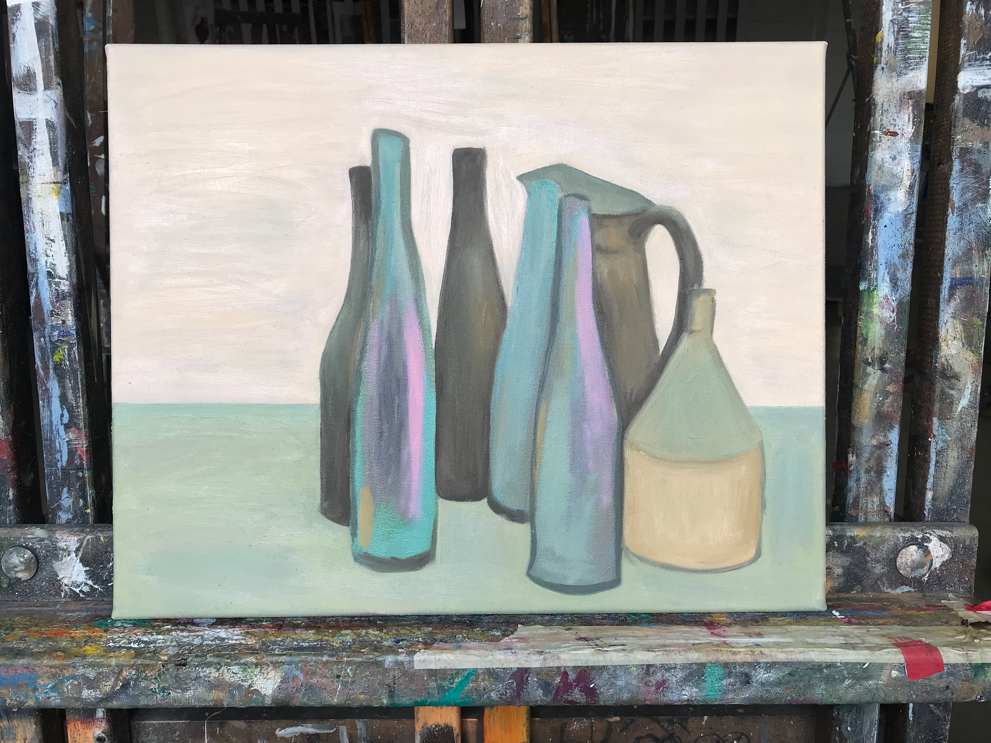 morandi recreation, oil on canvas (underpainting)
