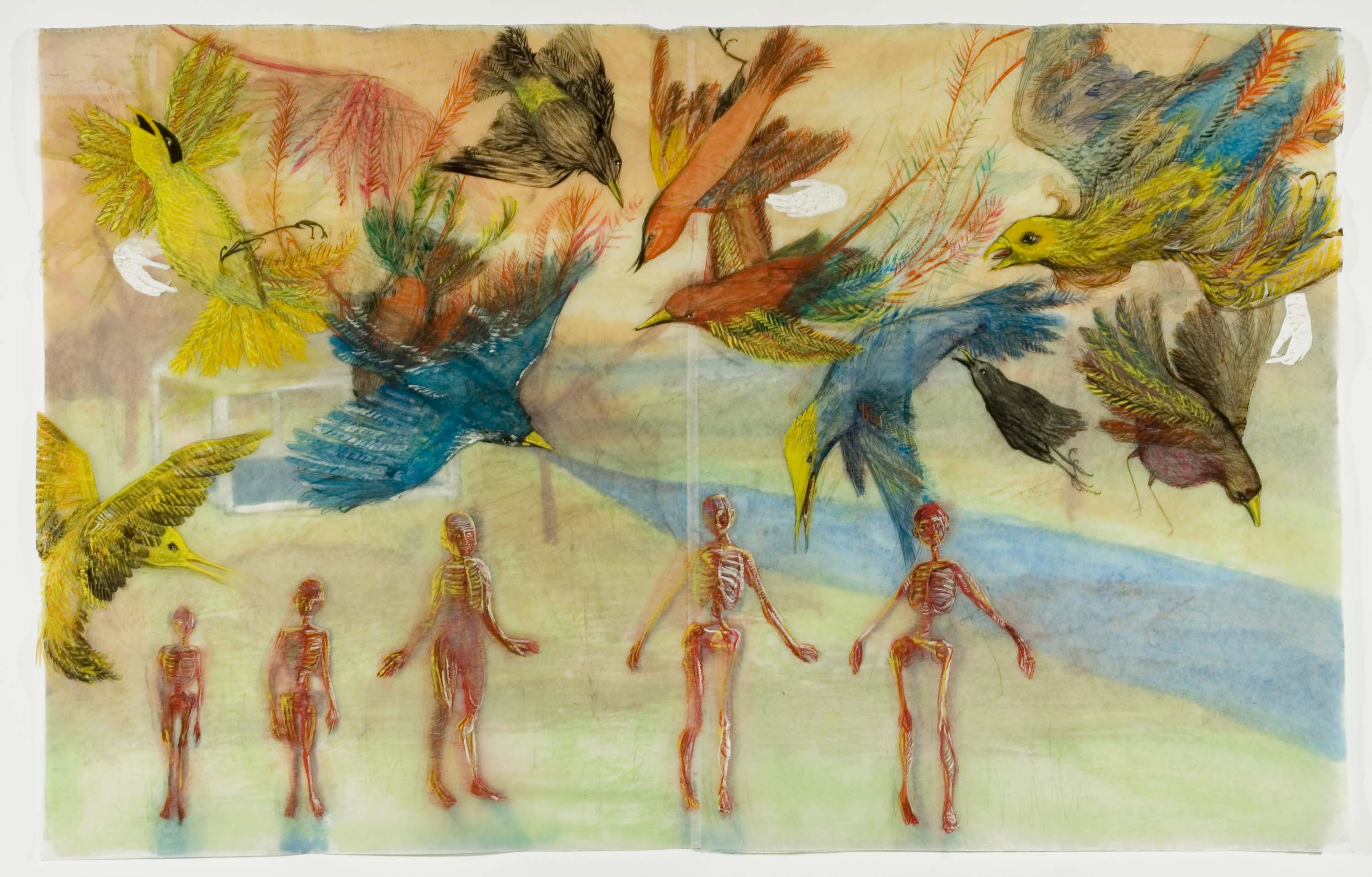 Wild Card: The Swarm, 24 in x 36 in , watercolor on layered paper, 2009