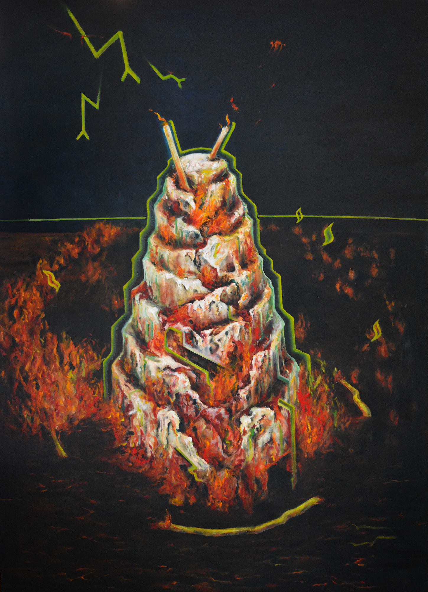 THE CIRCUMSTANCES COULD ALWAYS GET WORSE|THE TOWER | 2018 | oil on canvas | 180x30cm