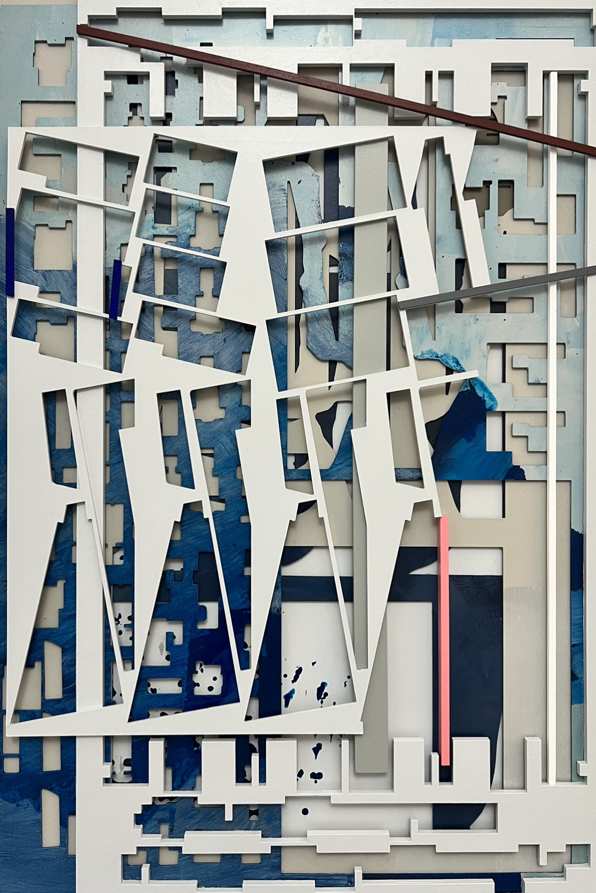 "City Map Pattern" 2023 Mixed Media on Wood 80 x 123 x 5 cm 