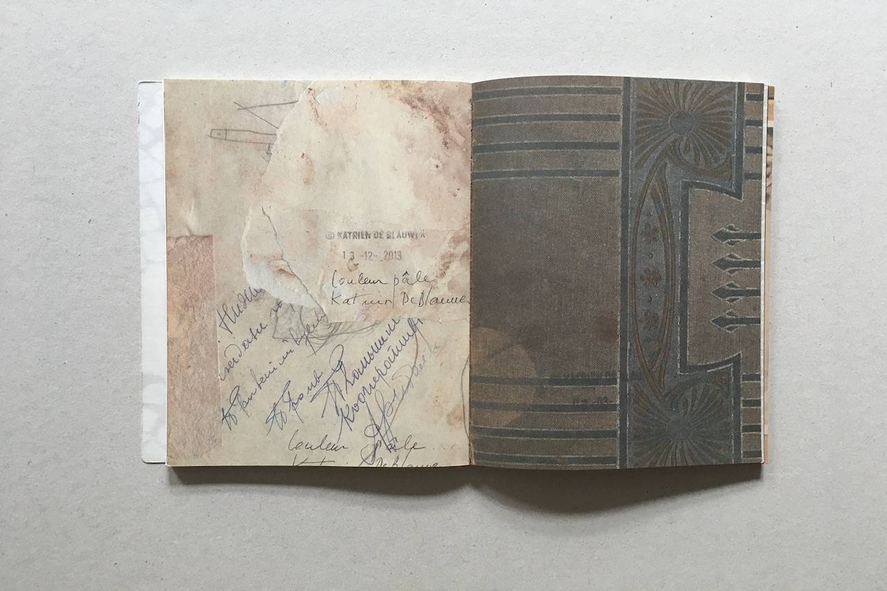 alt="Katrien de Blauwer's book spread of backsides"