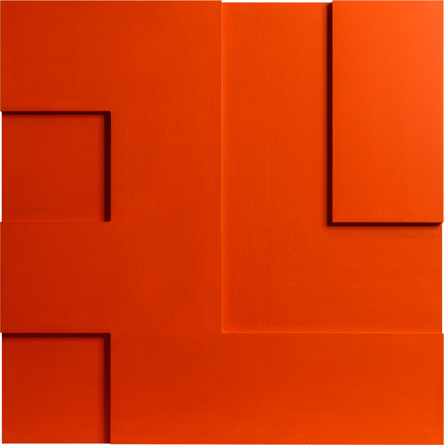 Monochrome Landscapes I. Cadmium Orange Hue 1  / Series of acrylic paintings on fibreboard 2021–2022 / 50x50 cm