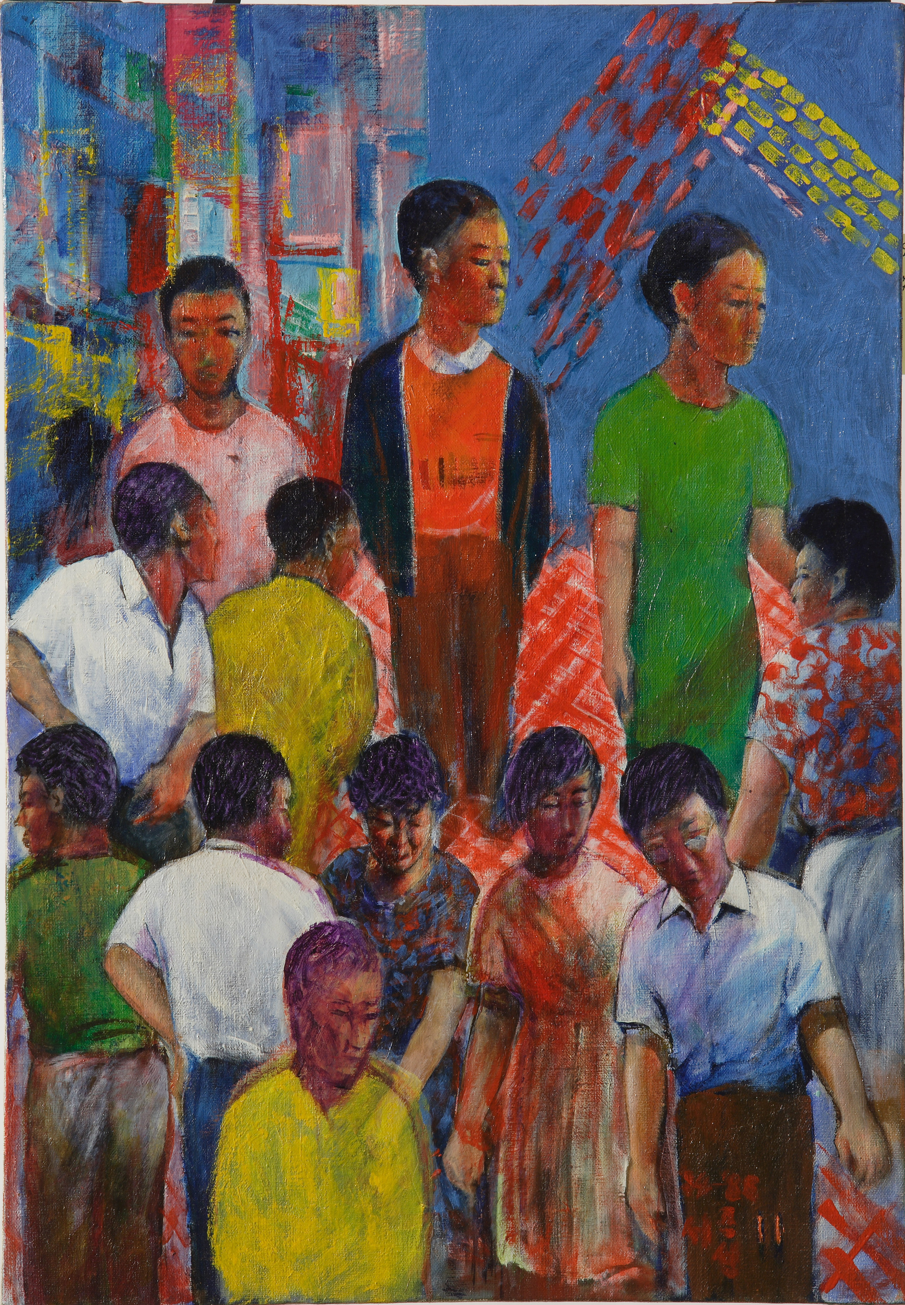 Suh Yongsun, People on the Street, 1984-88. Oil on canvas. 69.8 x 48.6 cm (27.5 x 19.1 in). Courtesy of the artist