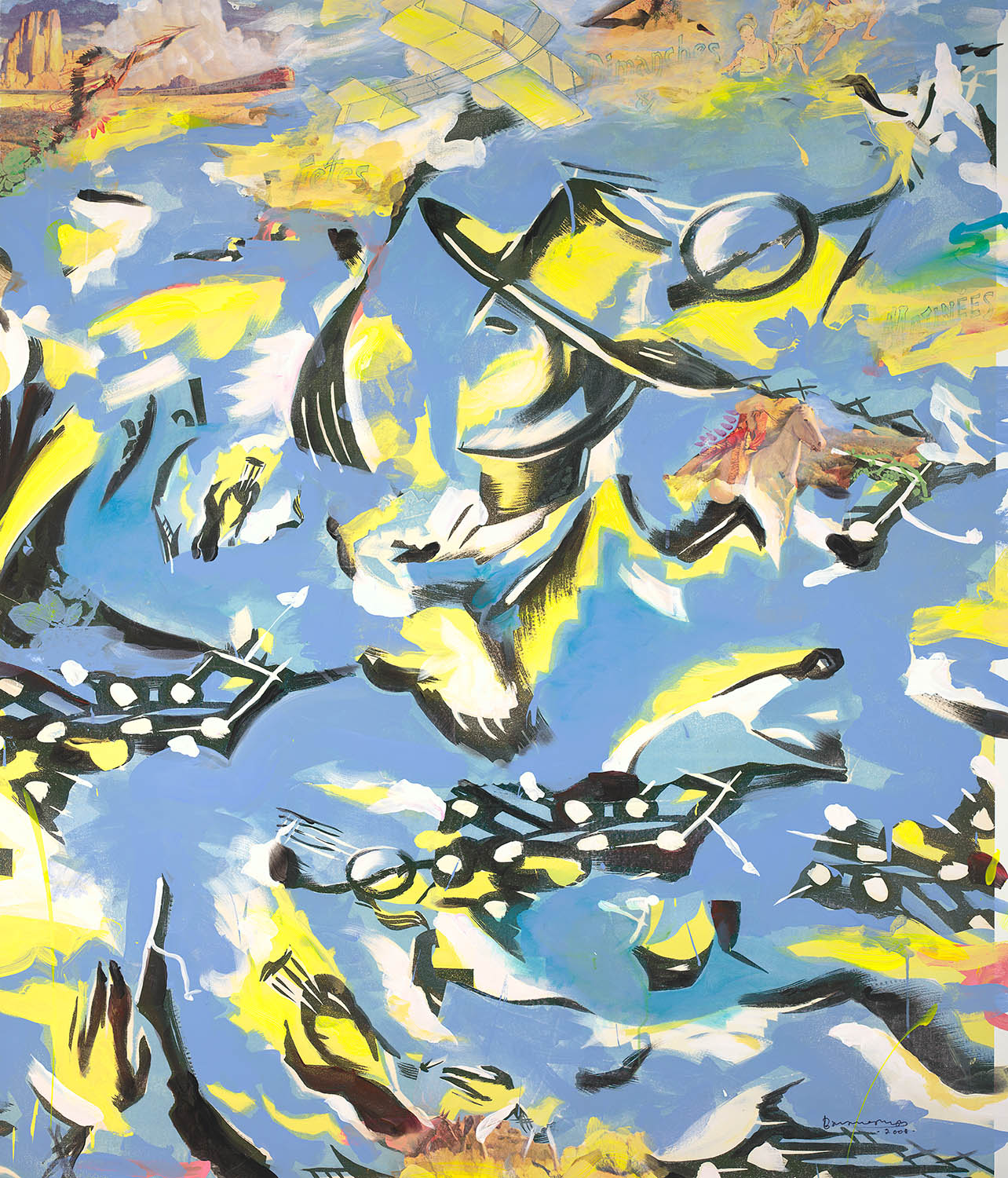 Rodeo Rider, 2009 original acrylic on canvas with printed background 60 x 49 in.