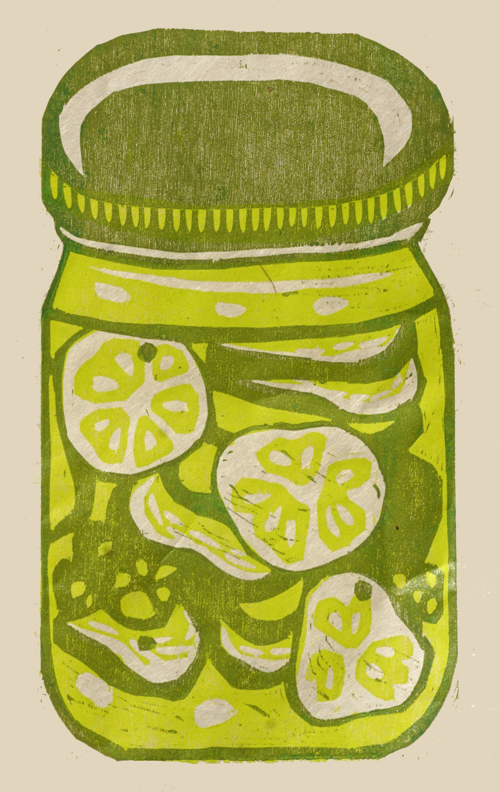 Open in September, two-layer woodcut