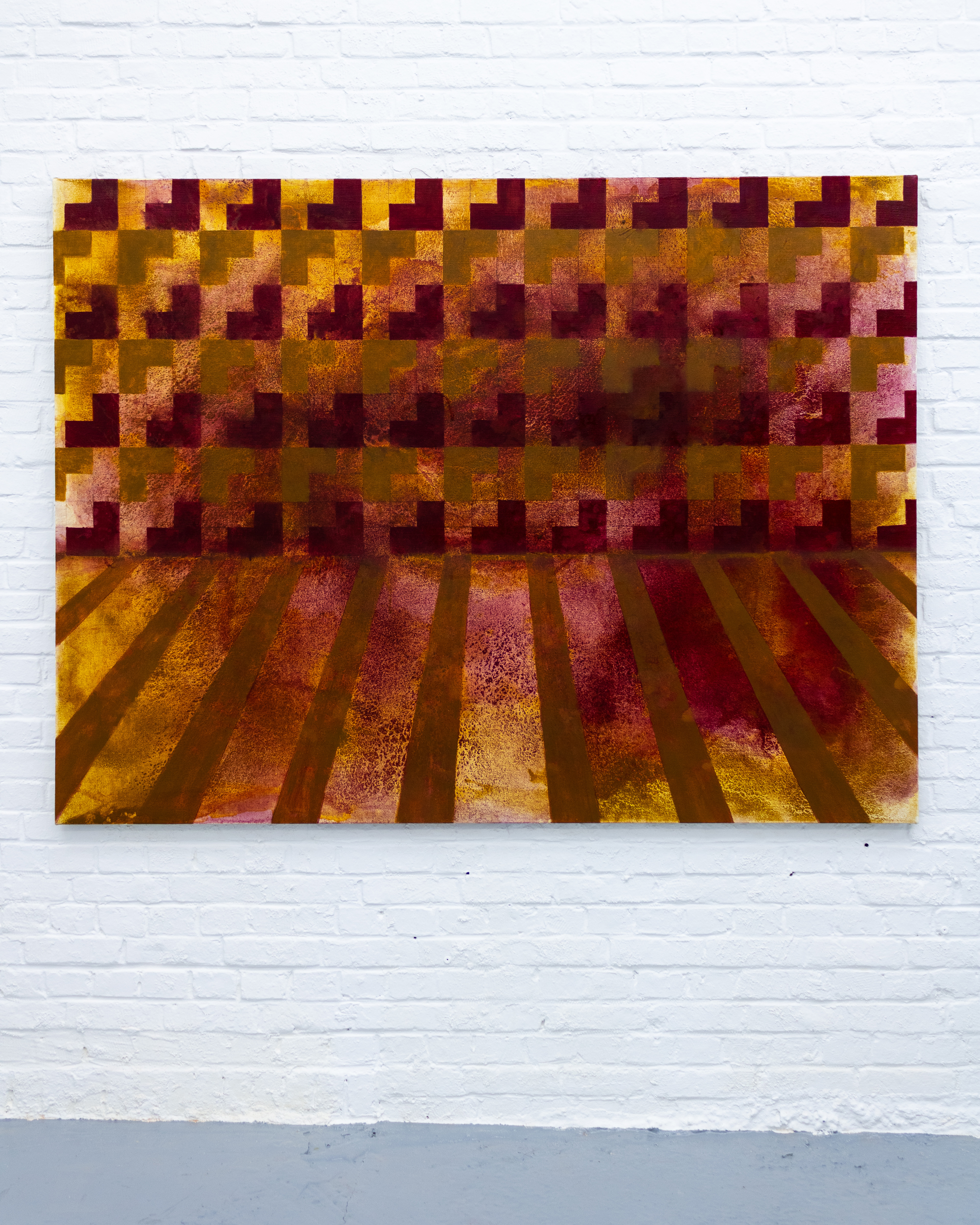 "Lithol Red and Sienna" egg yolk and oil on linen, 120x140cm, 2024