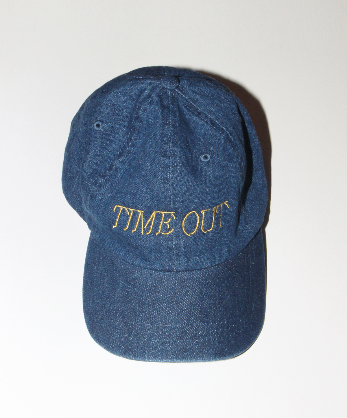 Washed denim cap with Time Out logo front view