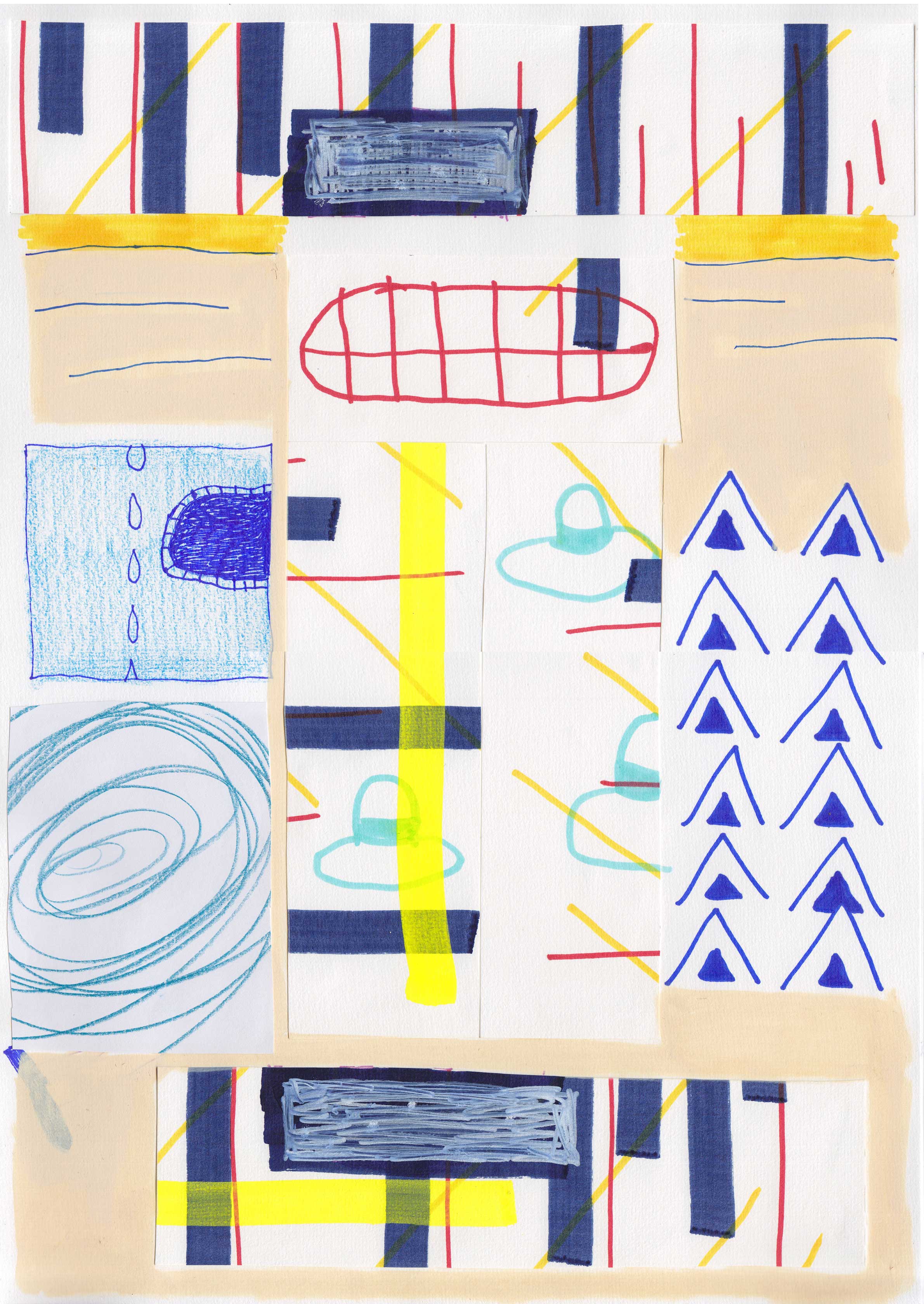 Jumping Desert/ Markers, Acrylics, Fine-Liners, Paper Cut-outs on paper/ 42x30