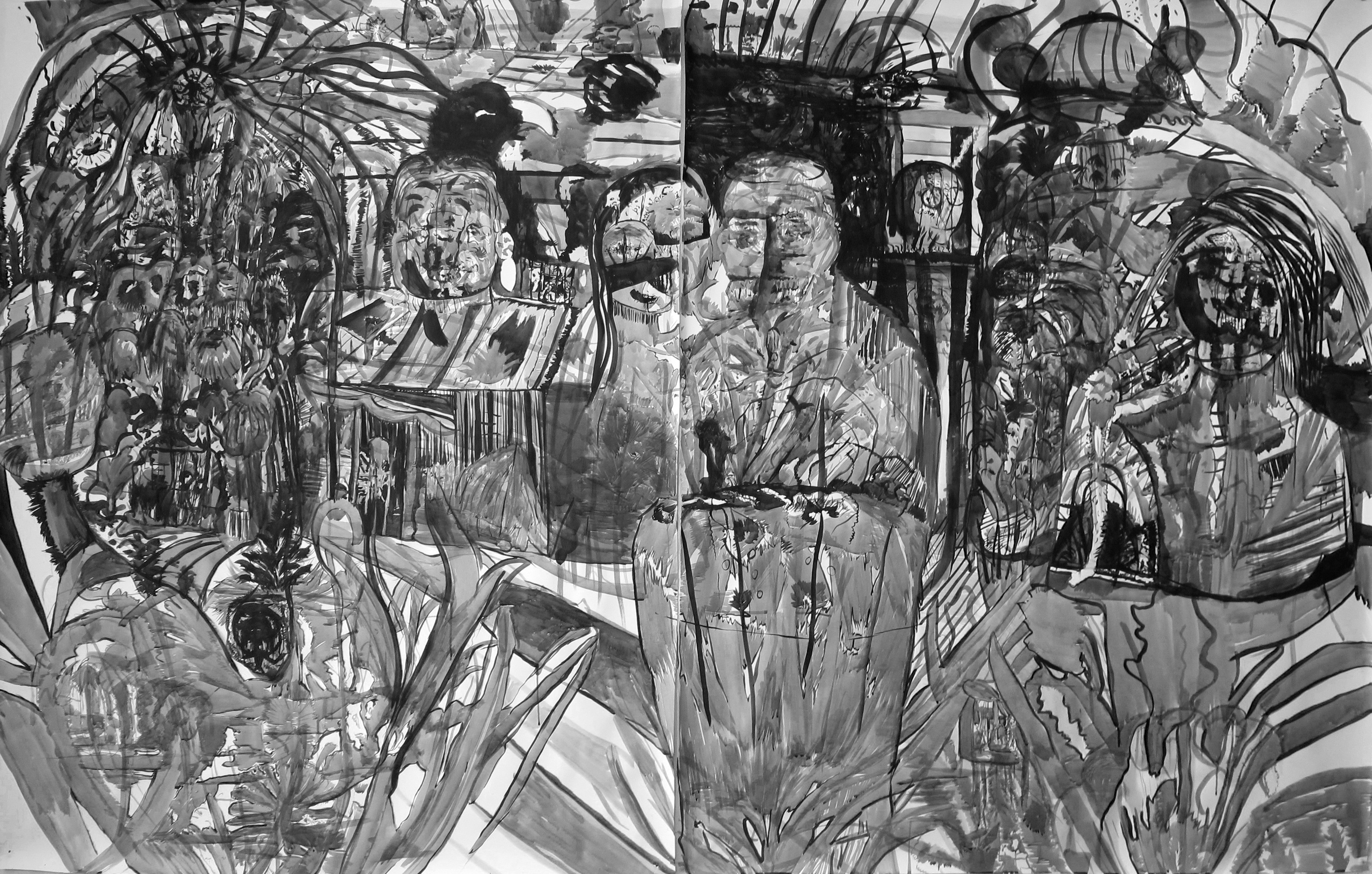 "Untitled", 2017. Ink on paper, 180 x 300 cm