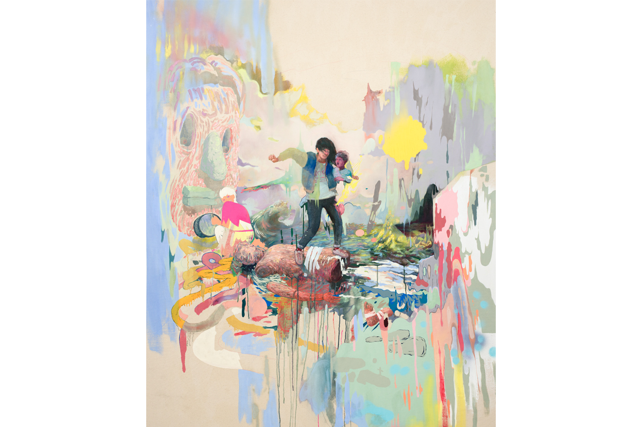Marcos SánchezEn el Agua, 2018Acrylic, vinyl paint, oil and coloured pencil on canvas165 x 142 cm