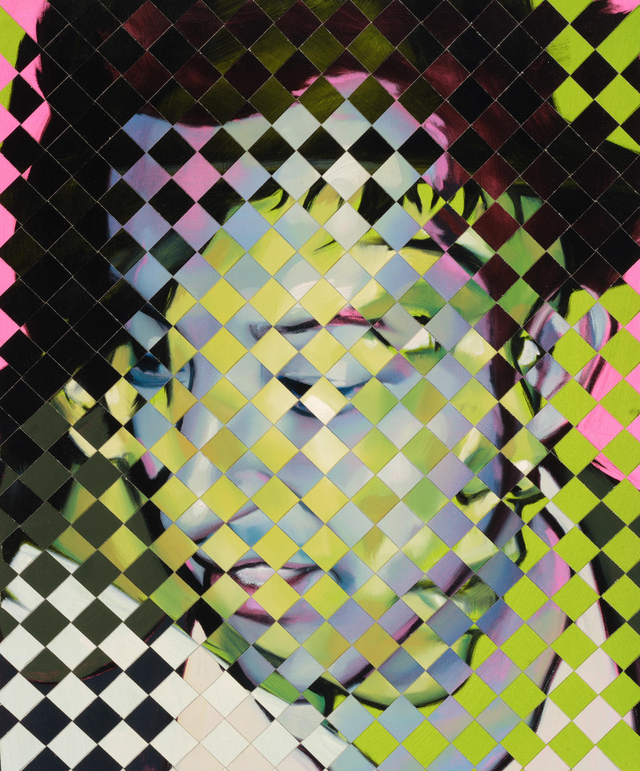 제목 미상, 2012년 경, 두 개의 유화를 편직, 46 x 38cmNo Title, ca. 2012, weaving oil paintings on canvas, 46 x 38cm