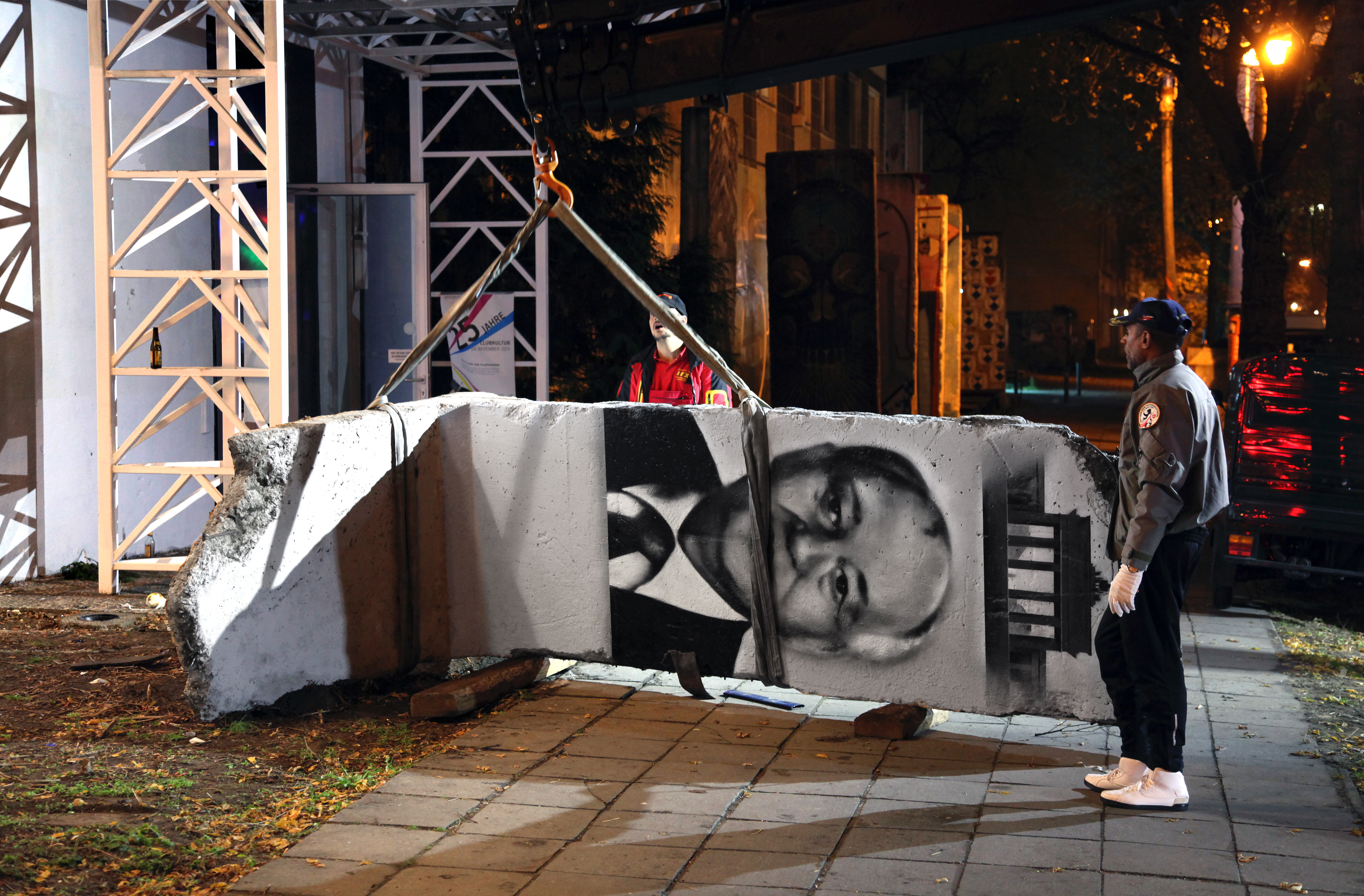 Berlin Wall segment, portrait of Mikhail Gorbachev, painted by Victor Landeta,  Köpenicker, Str., Berlin, 2014