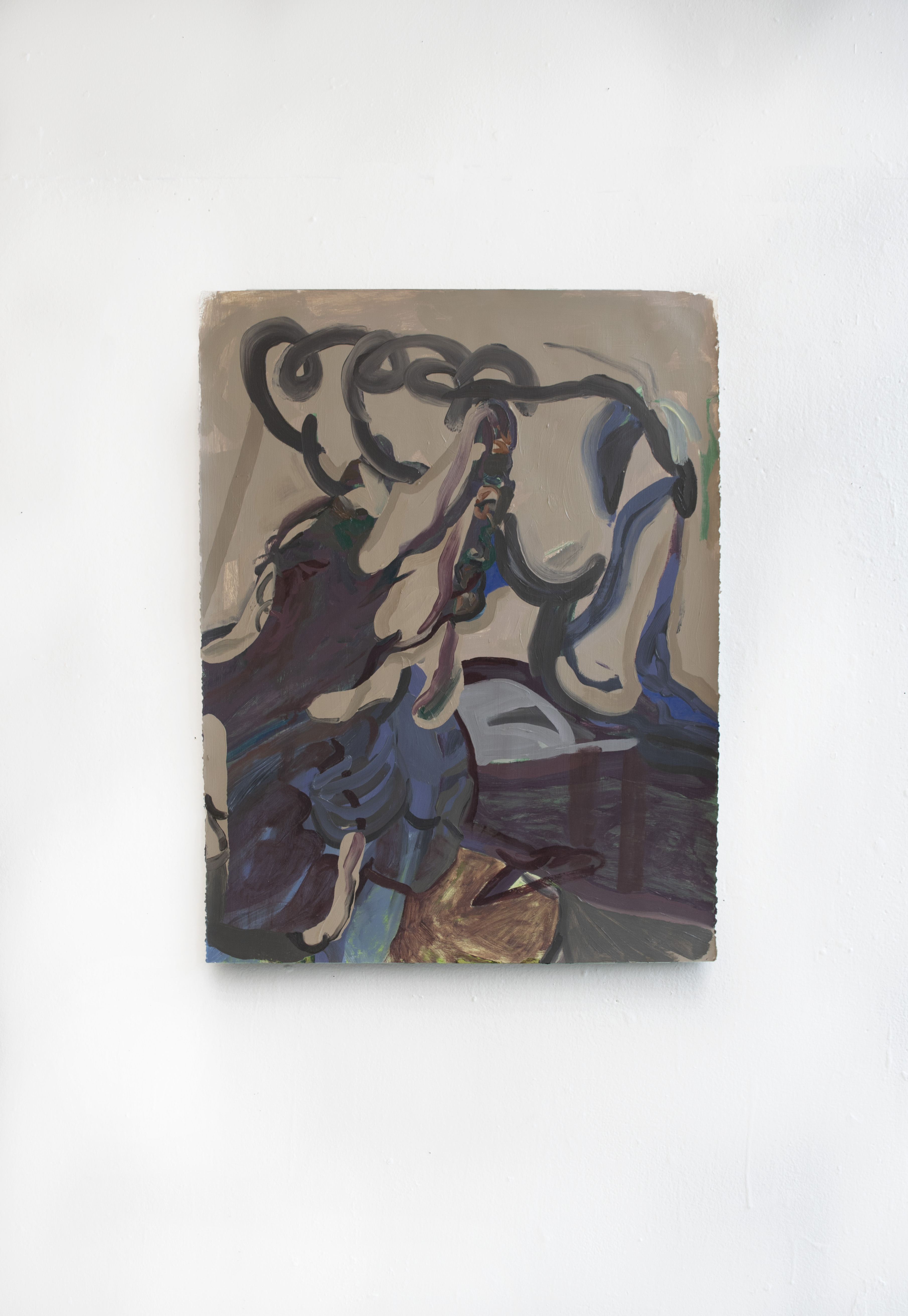 Push Up. 2021. Oil on primed paper. 30x22 in.