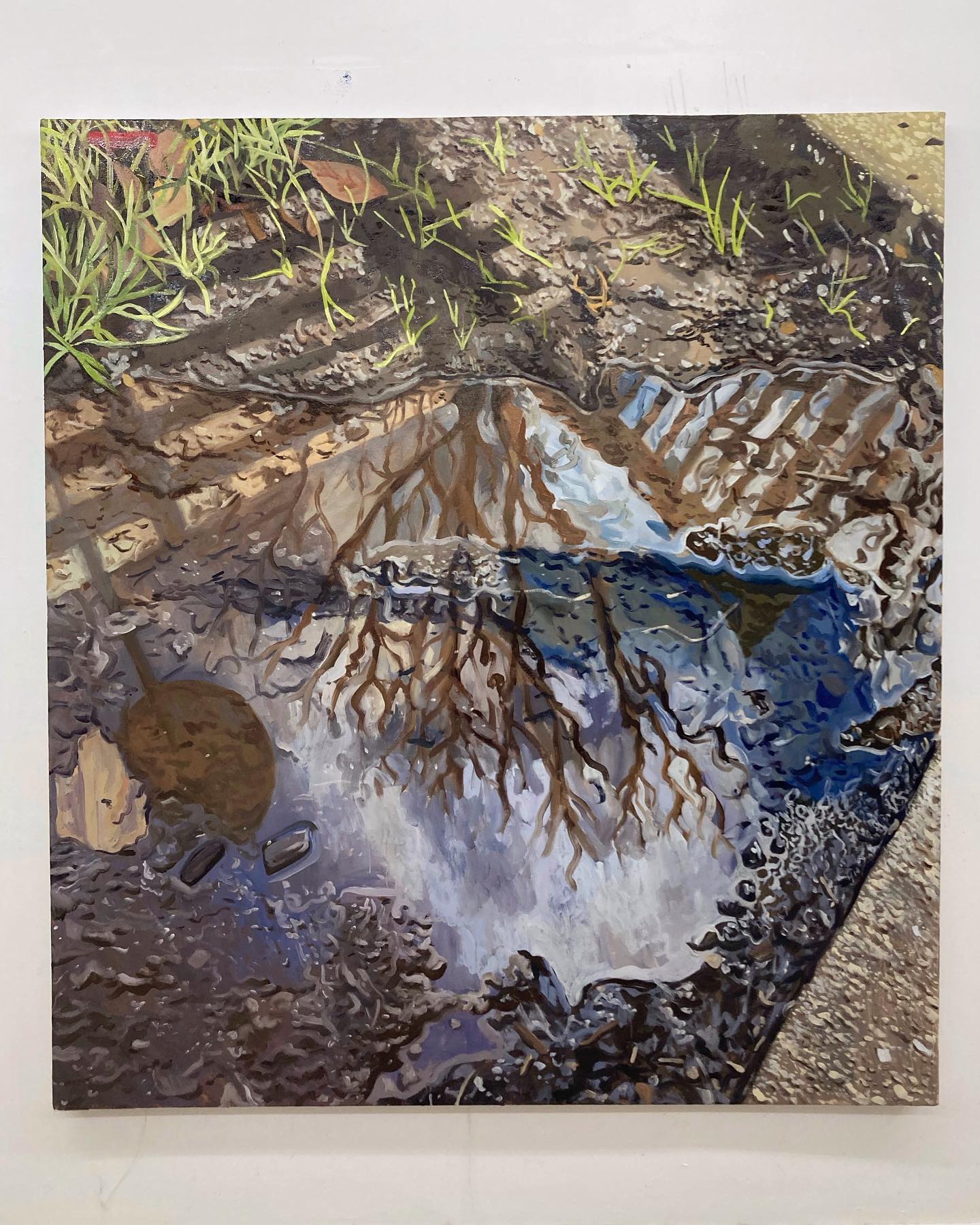 looking at the sky through a pudle / oil on canvas / 55" x 48"