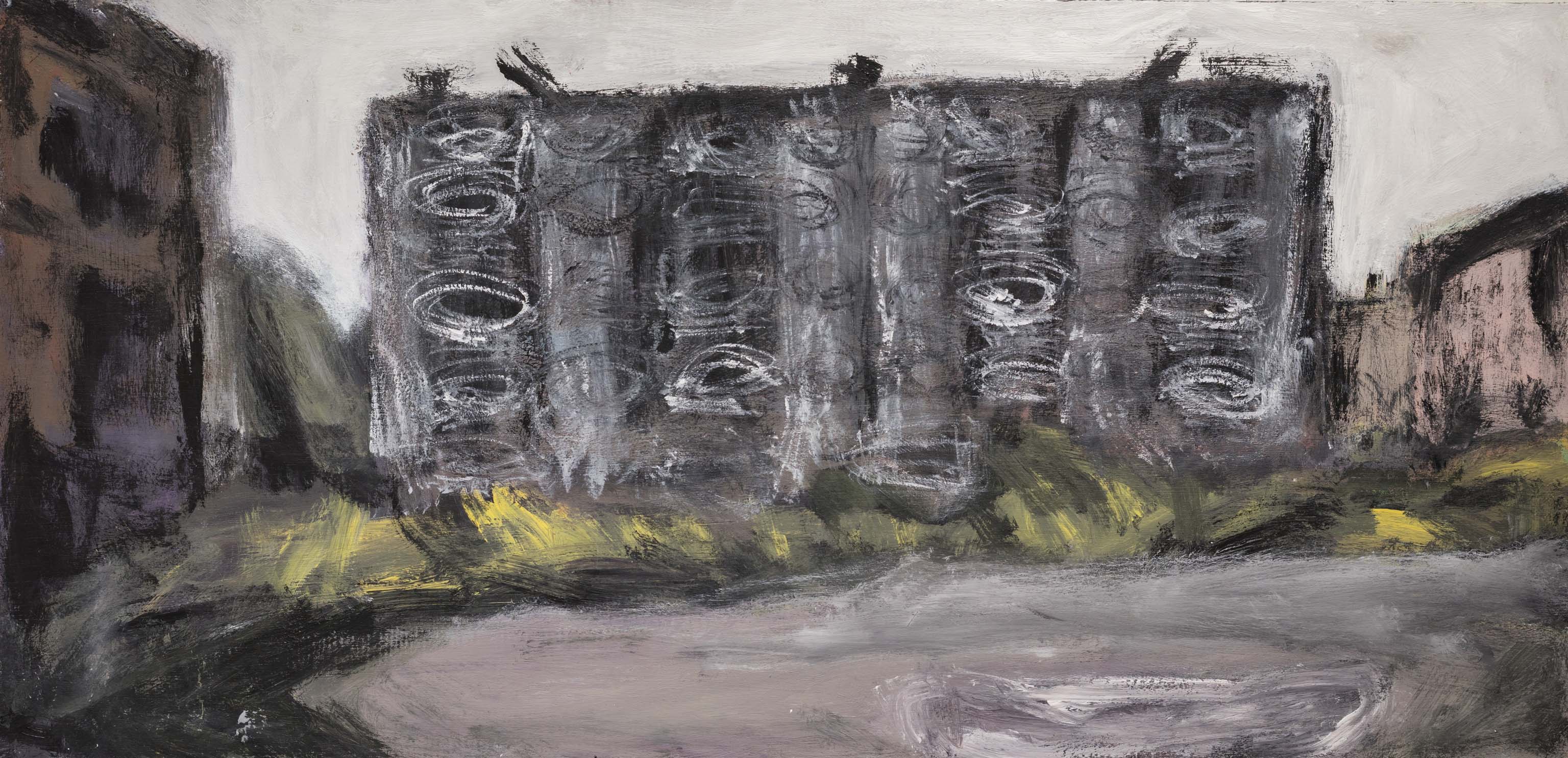 Housing. 2017. acrylic on wood. 23x48 inches. 59x122 cm.