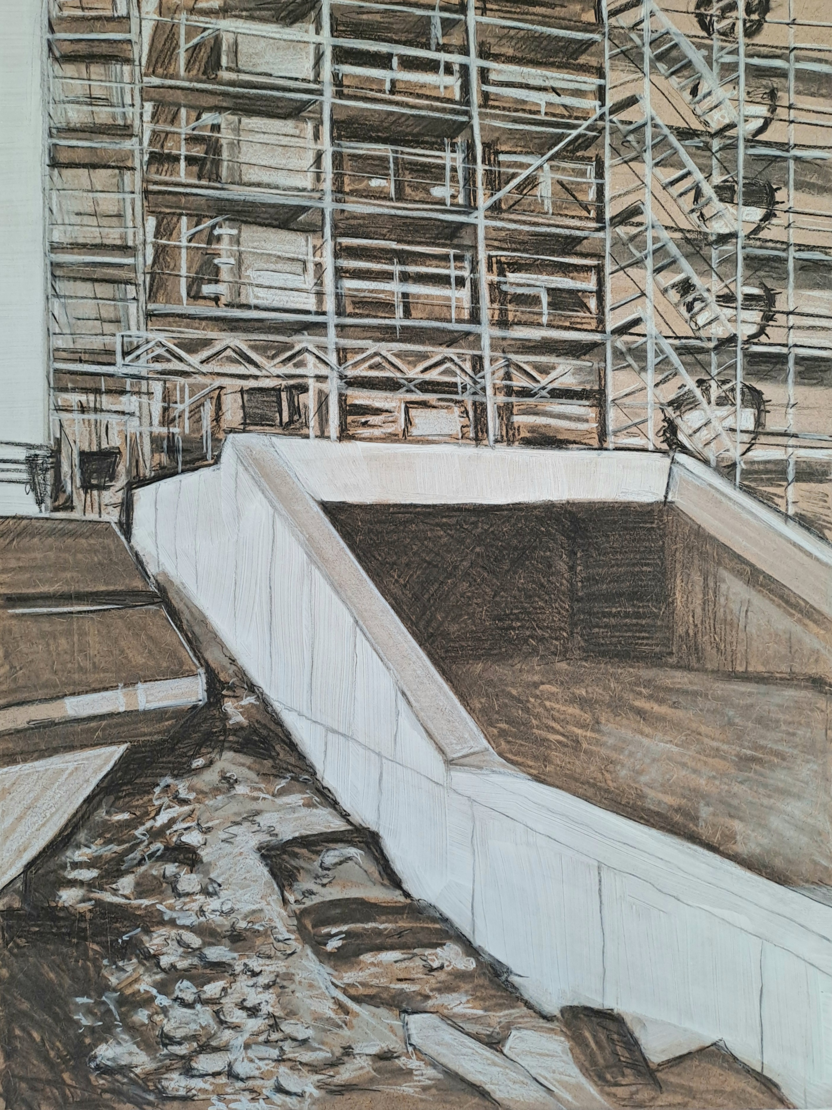Bau, 2024Kohle auf Holz