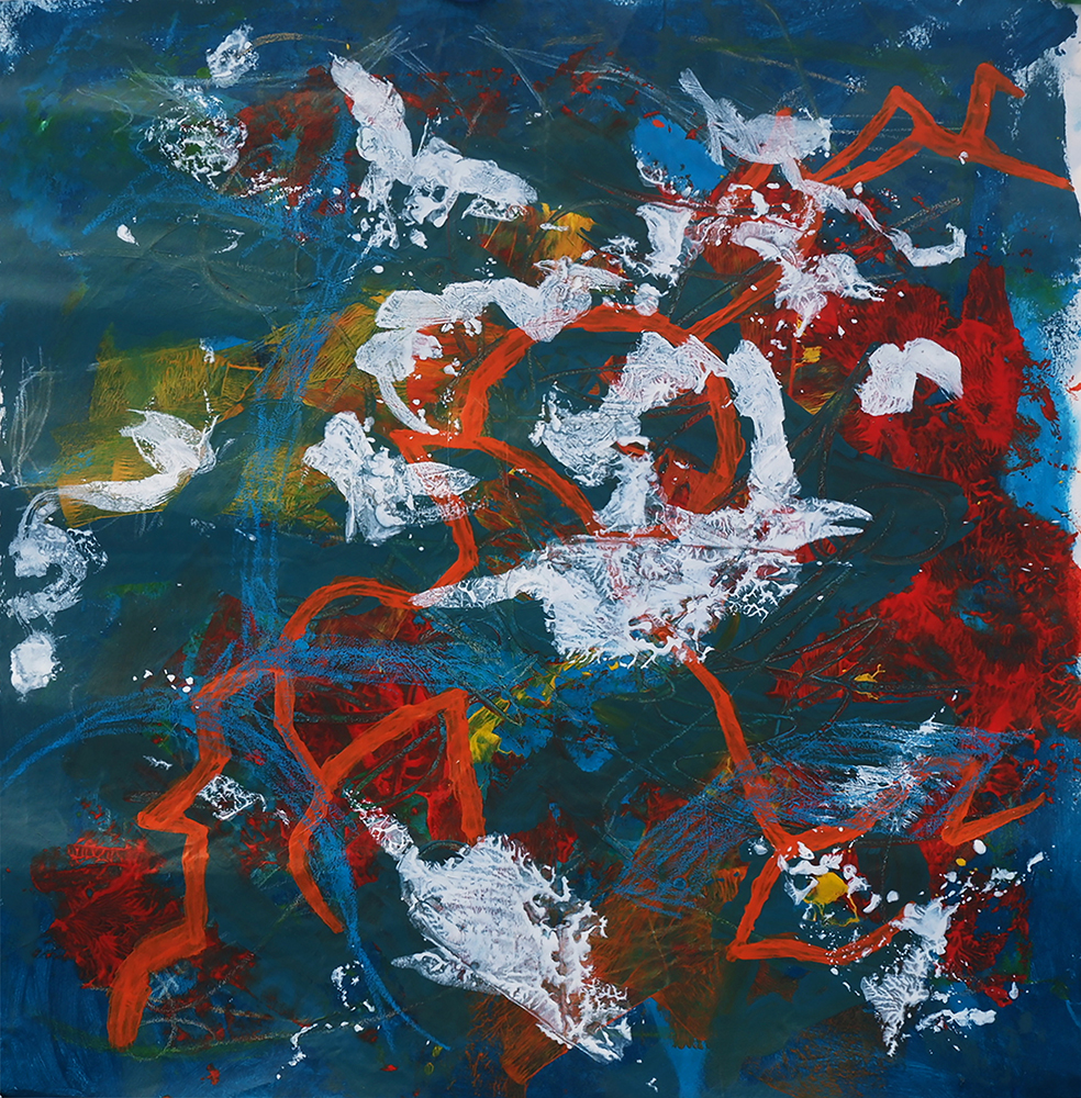  My First Not My Last!Acrylic, Pastels, and Charcoal on Canvas 43.5x39”