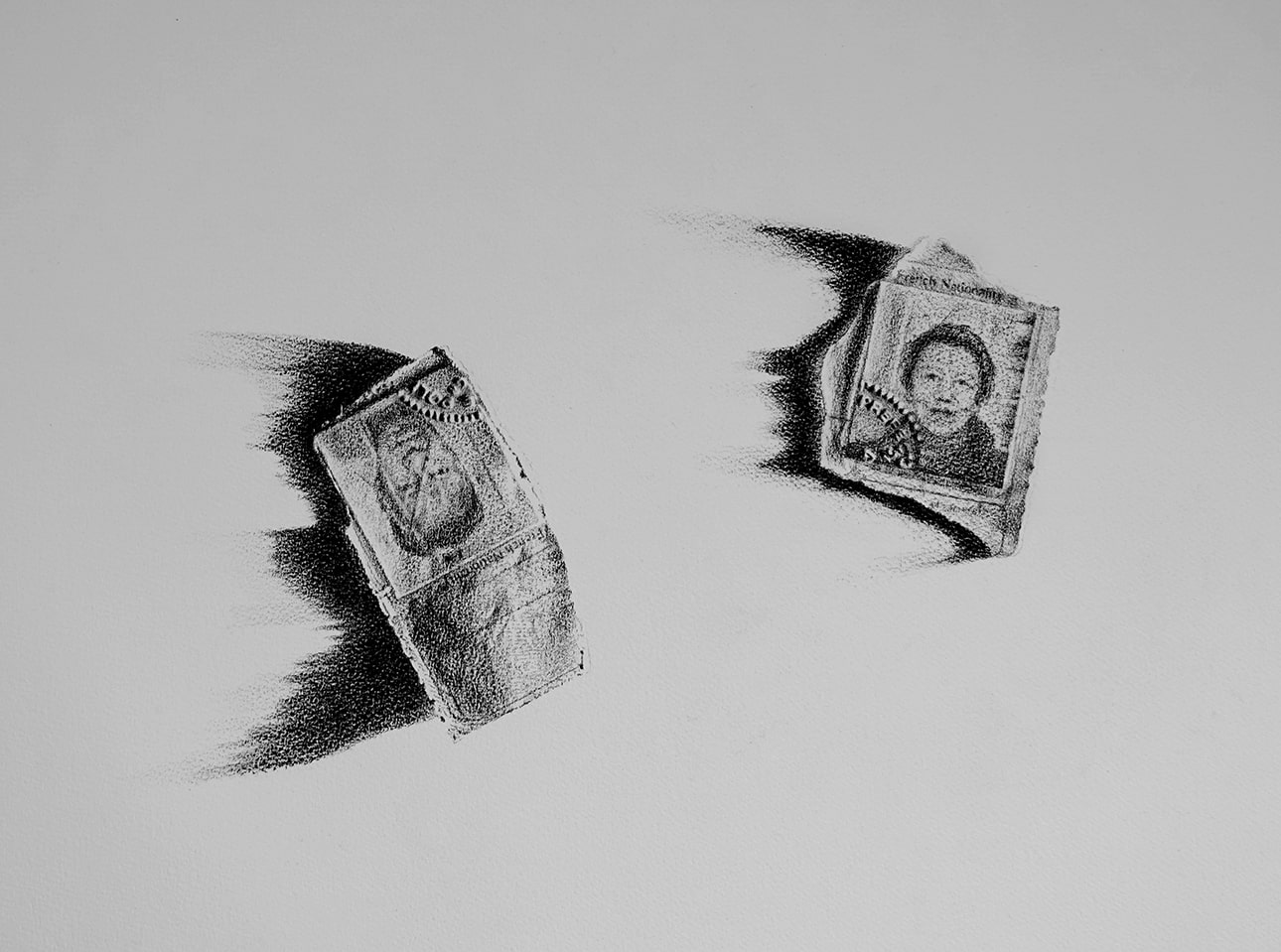 Jérémie Setton Sans titre, 2025 Série Les lumières rasantes Pierre noire sur torchon Env. 45 x 60 cm Courtesy de l’artiste