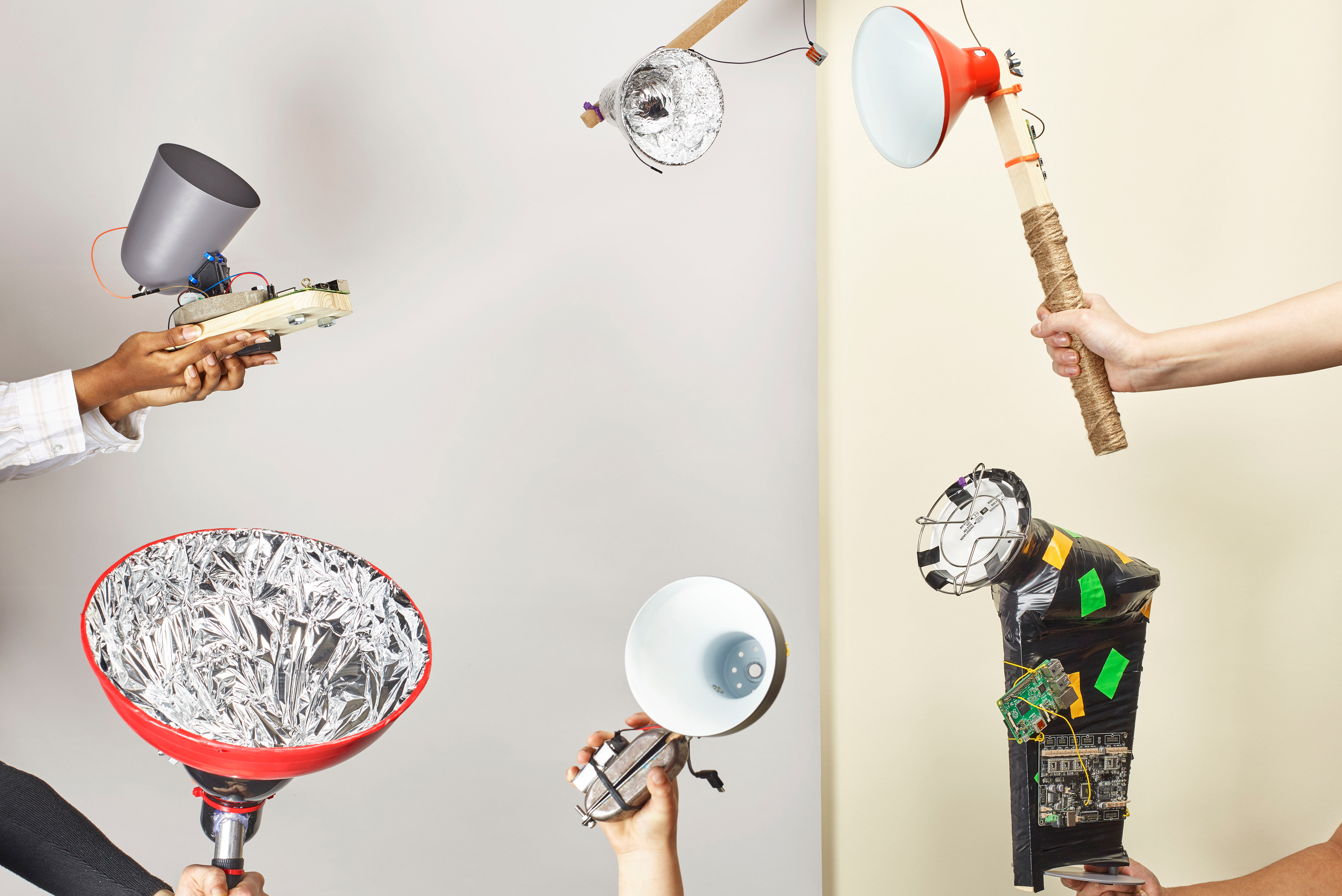 Kids holding DIY megaphones