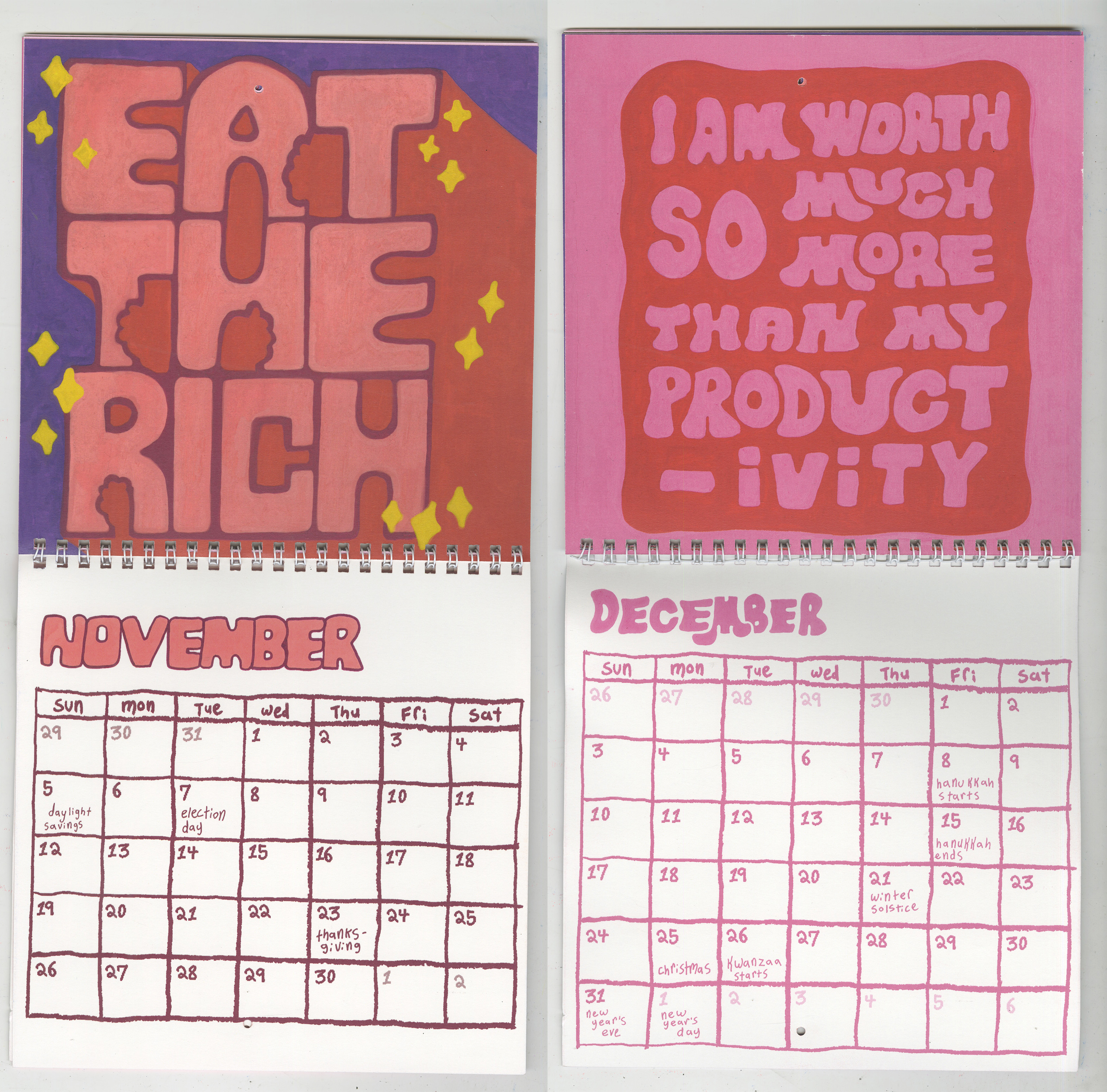 Just Call Out 2023 November & December digital prints binded on cardstock 16x8 2022