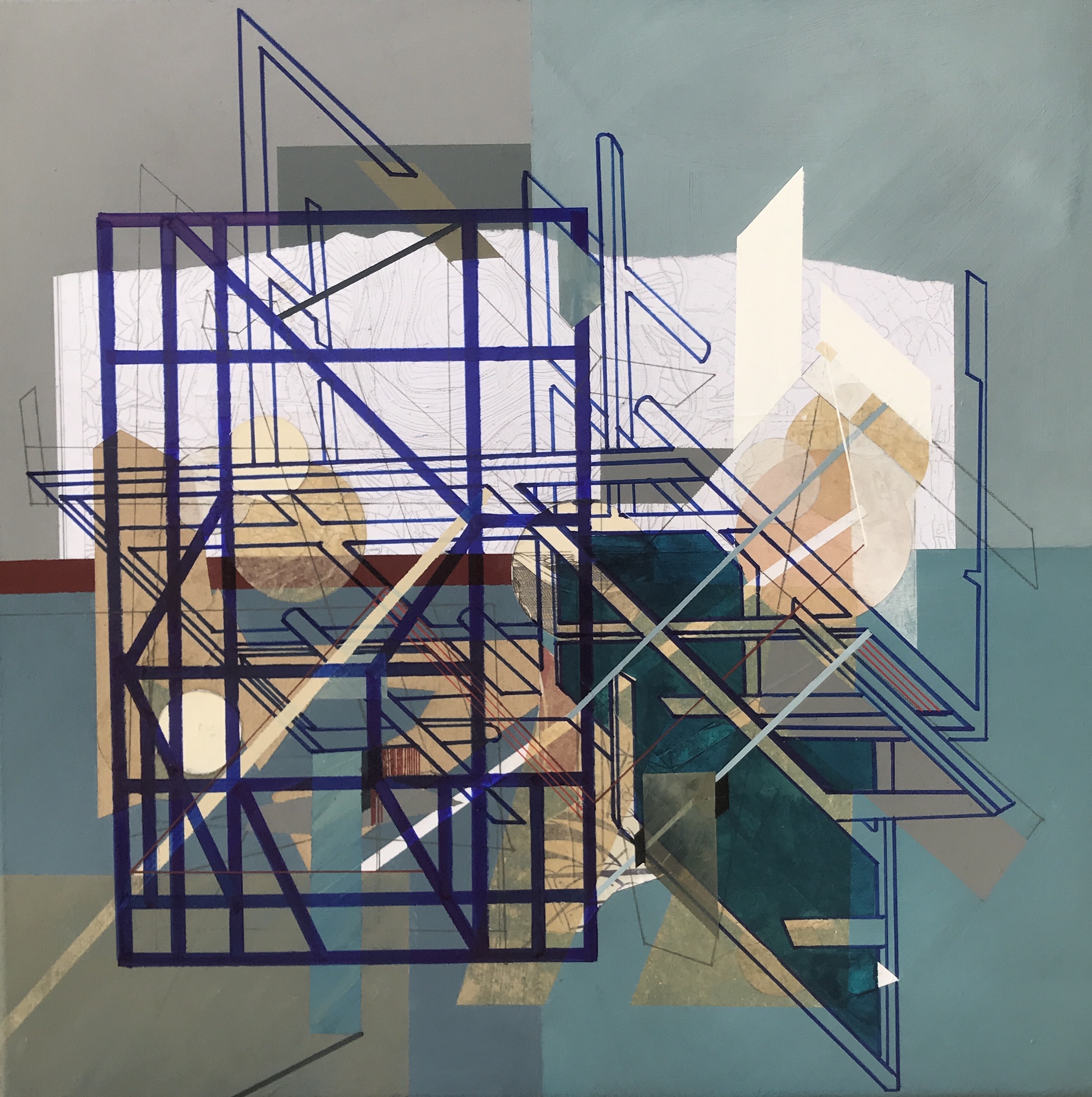 “Side Facade III” 2020 Mixed Media on Canvas 50x50 cm