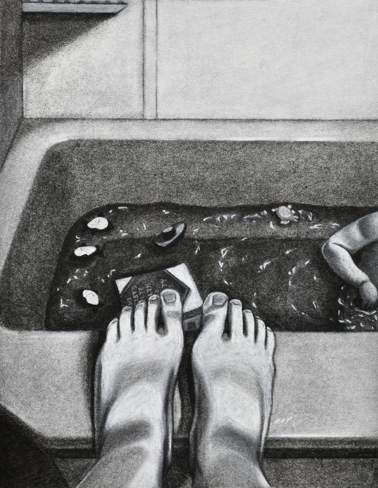 A Guide for Safety, 2023, 7 1/16" x 10 1/16", charcoal on paper