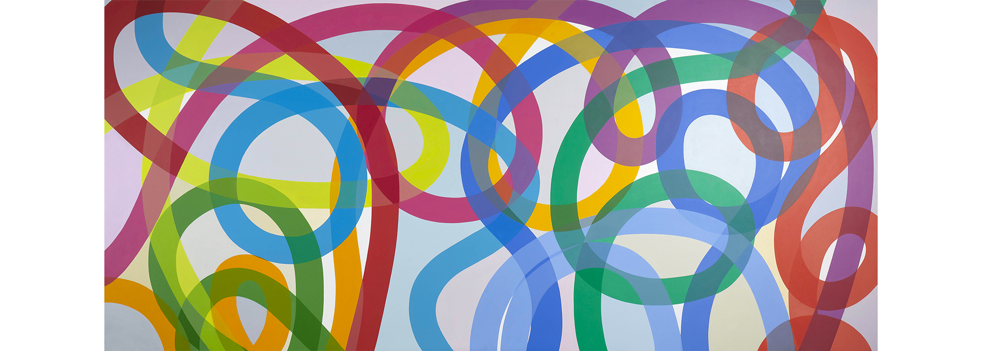 Untitled, 2018. Acrylic on canvas, 195 x 430 cm.