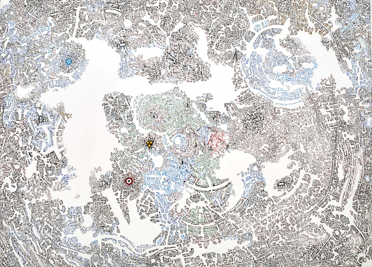 Clement Bagot, Dessin reticulaire plan, 2021, Encre sur papier, 36 X 26 cm, Courtesy de l'artiste