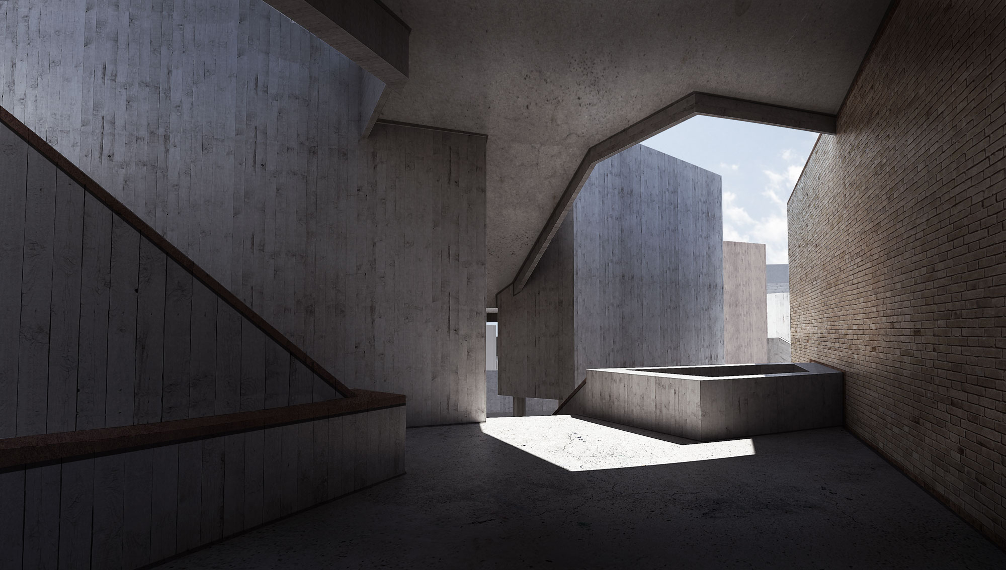 Exterior rendering wandering through inner pathways