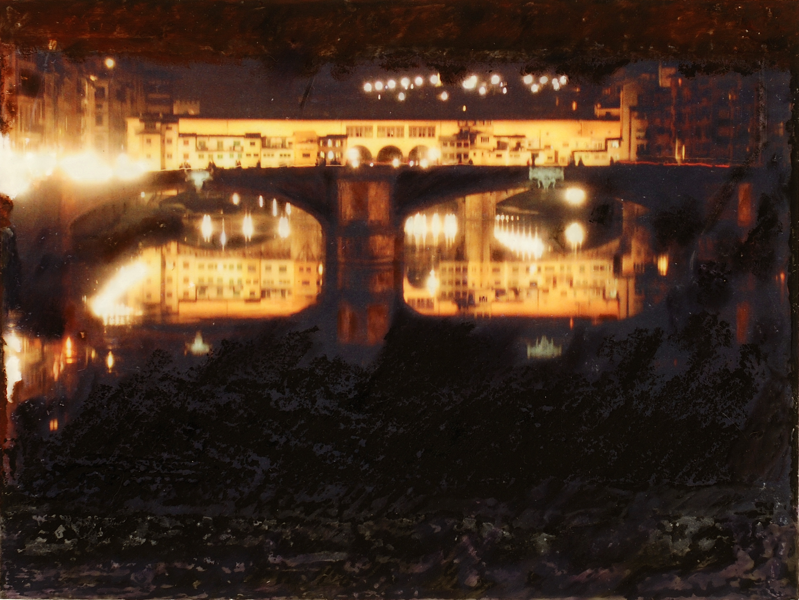 Ponte Vecchio, 2018, encaustic and mixed media, 9 X 12 inches