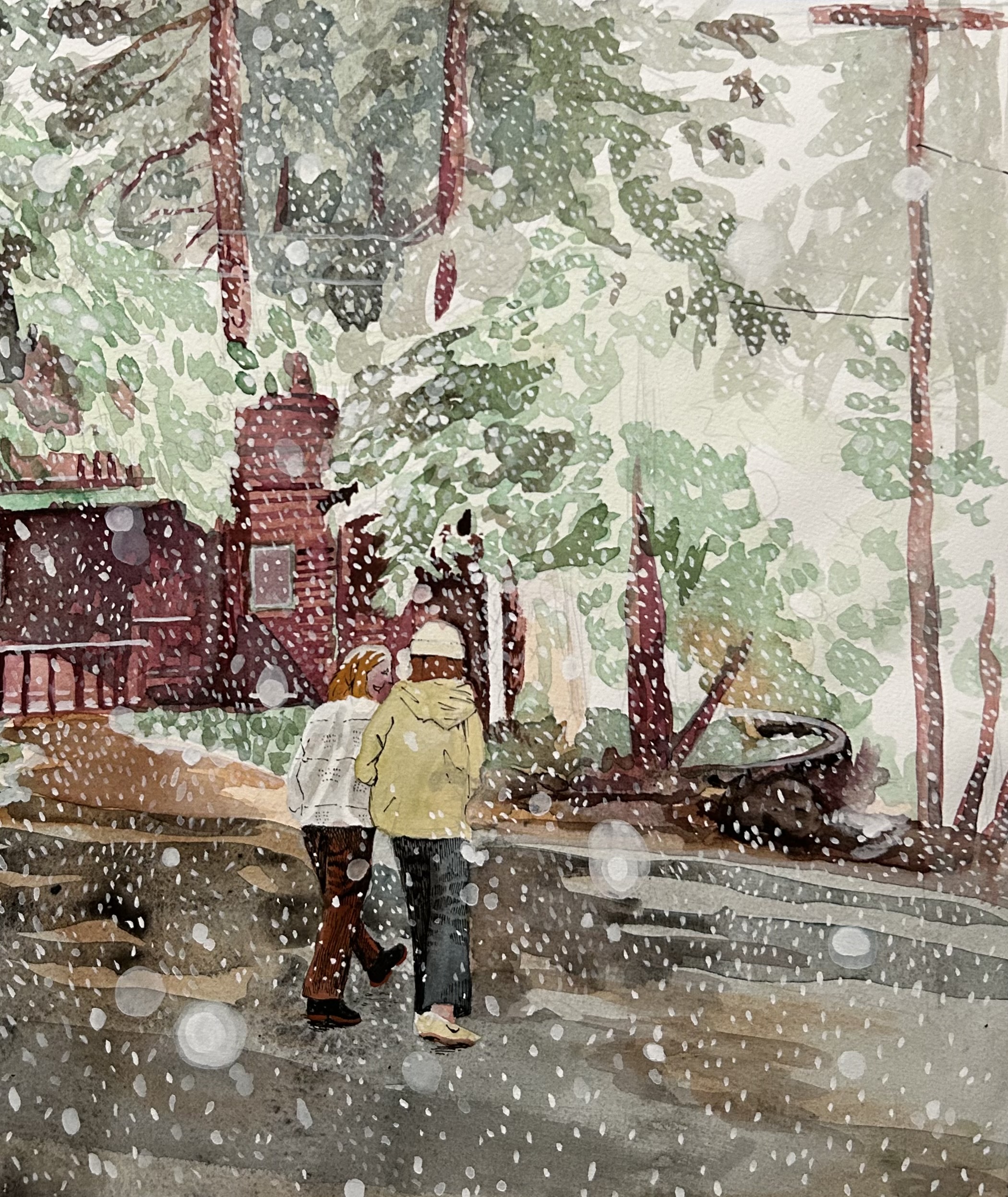 Me and Clara, Watercolor and Gouache, 2024