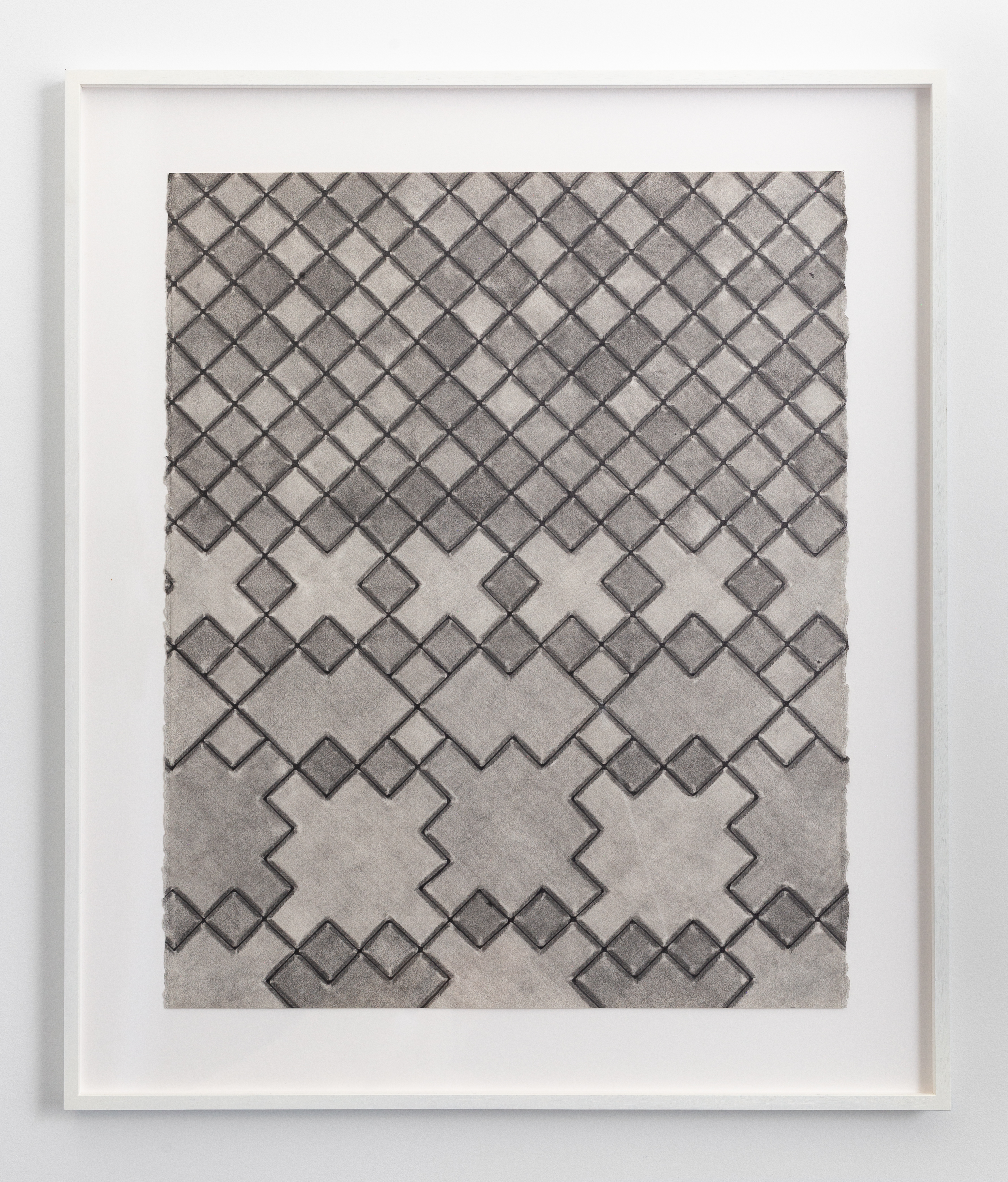 Jordan Mitchell-Fletcher, Untitled (study for a floor) 1, 2023, Graphite on paper, framed, 87 x 74 cm