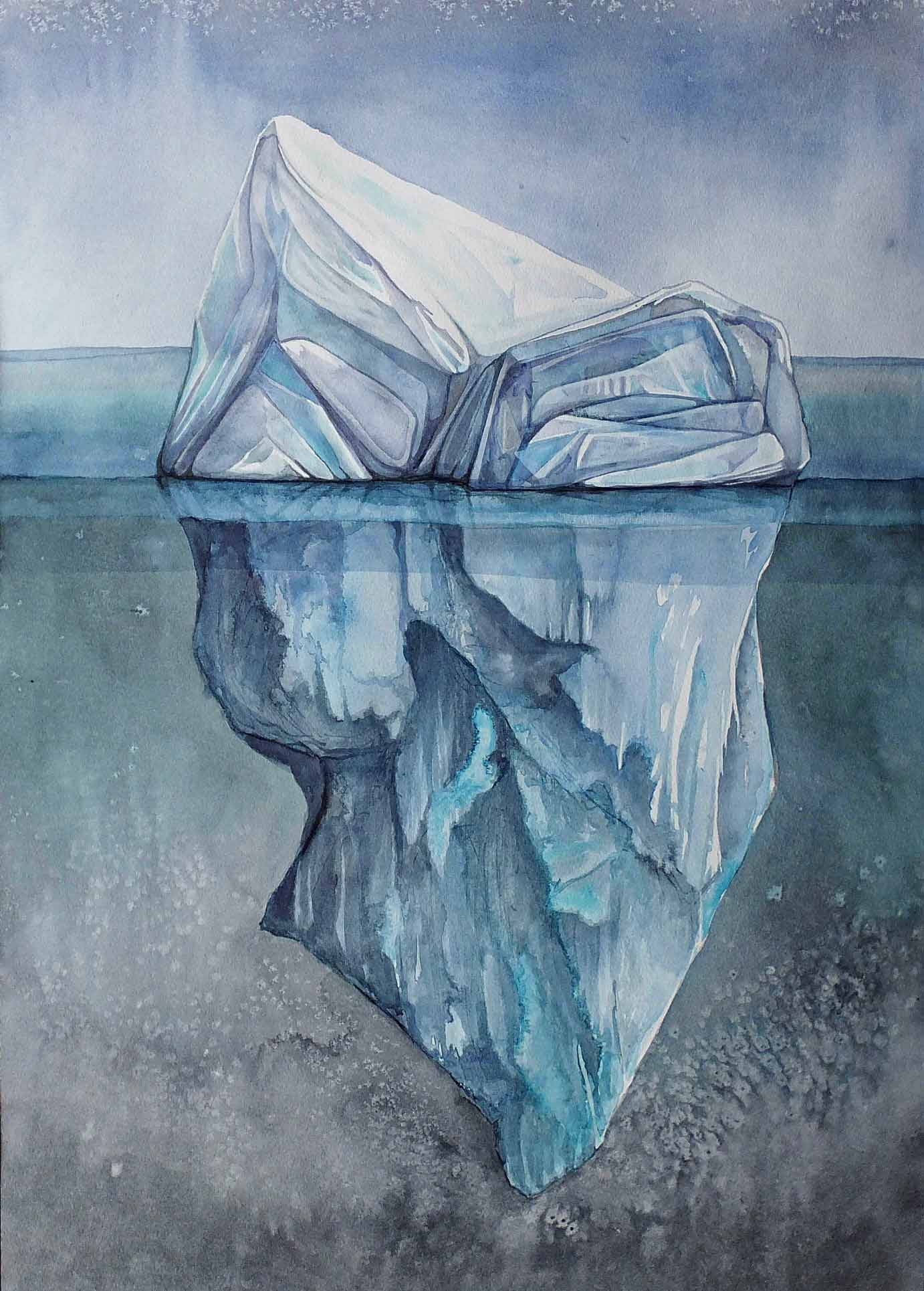 Treading Water in the Deep End, 19x27", India Ink on Watercolor Paper, SOLD