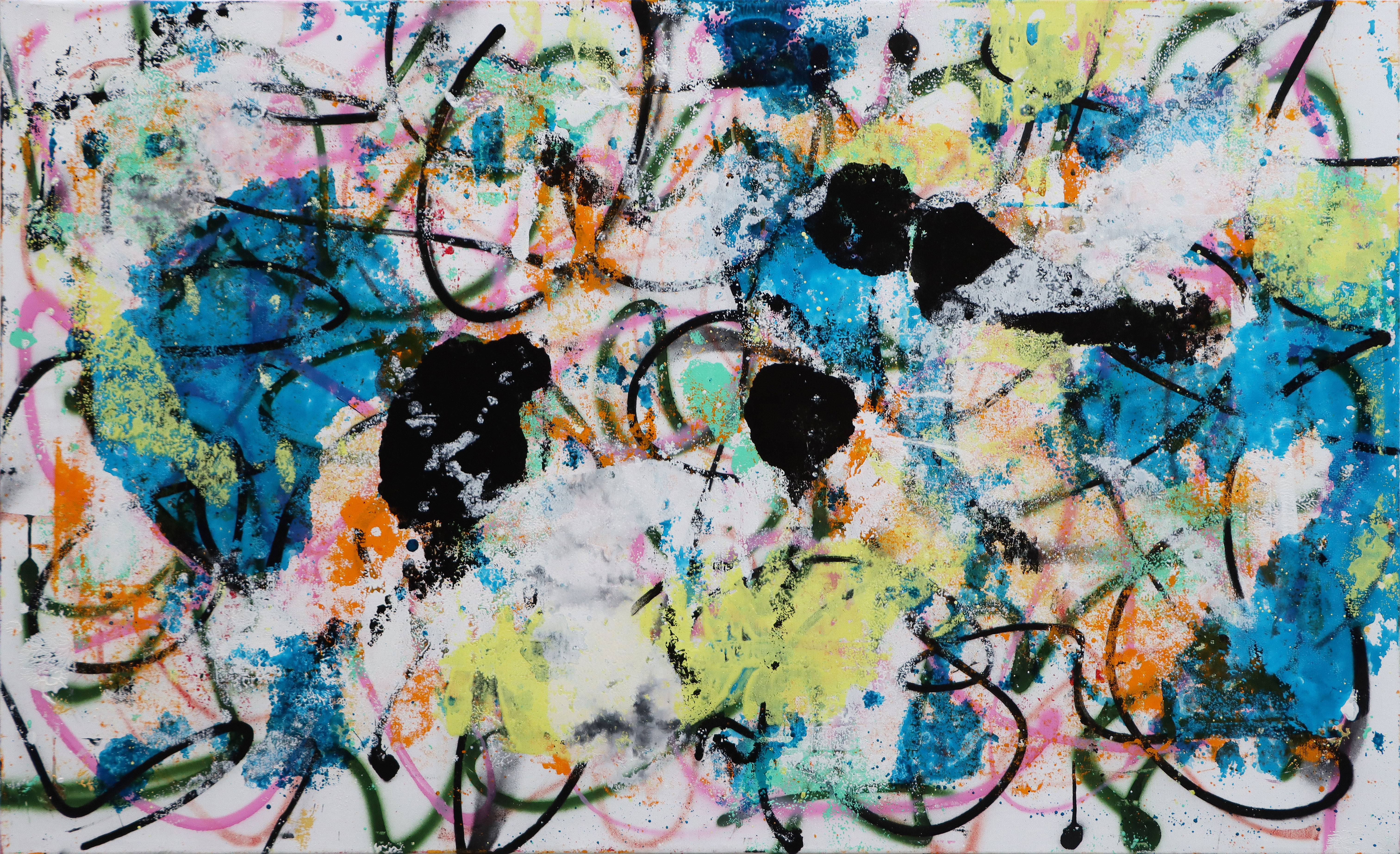 Galaxia #13, 2024. Oil and acrylic spray paint on canvas. 85x140 cm