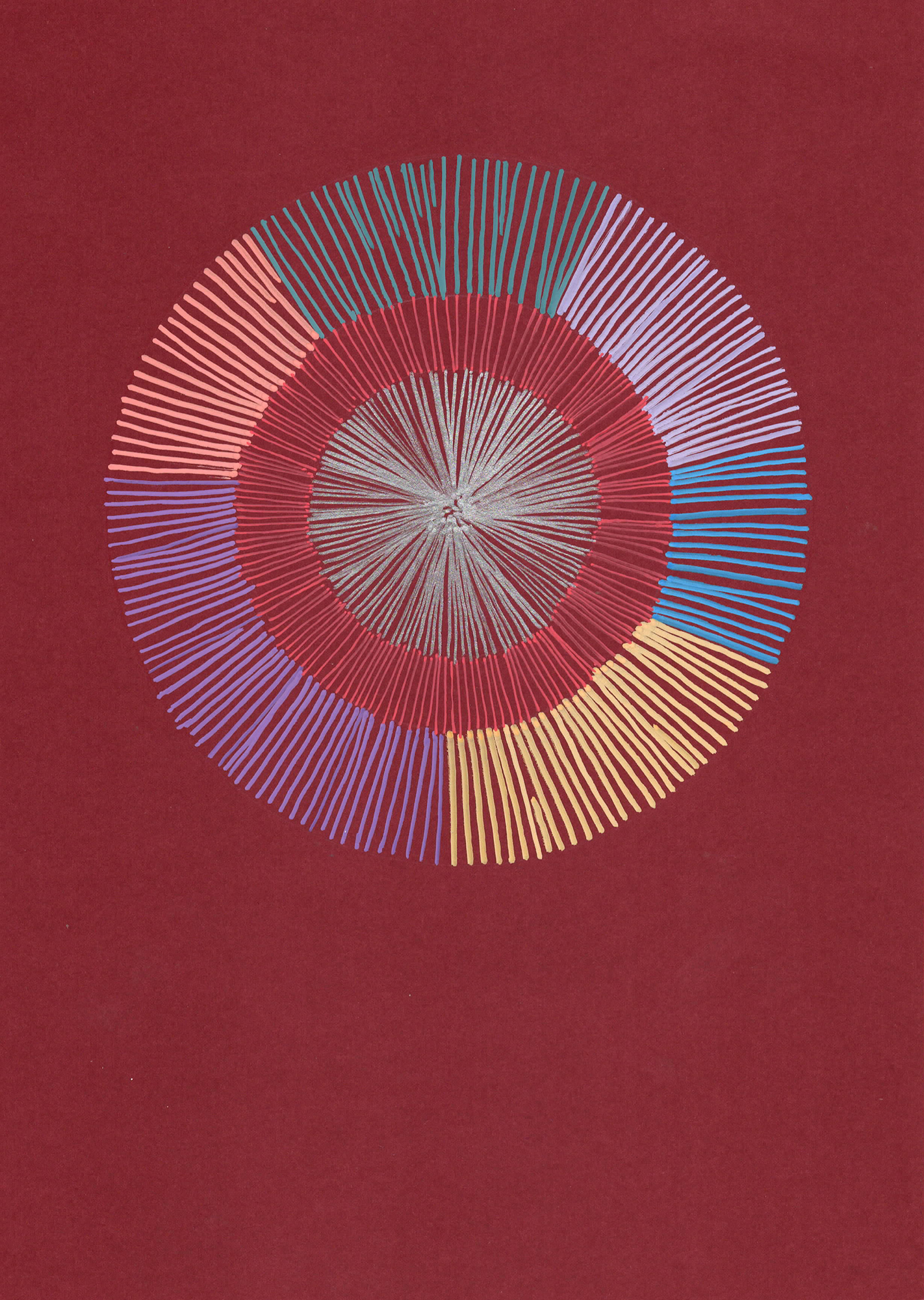 Line Mandala no 2  Acrylic on A4 Paper 2023