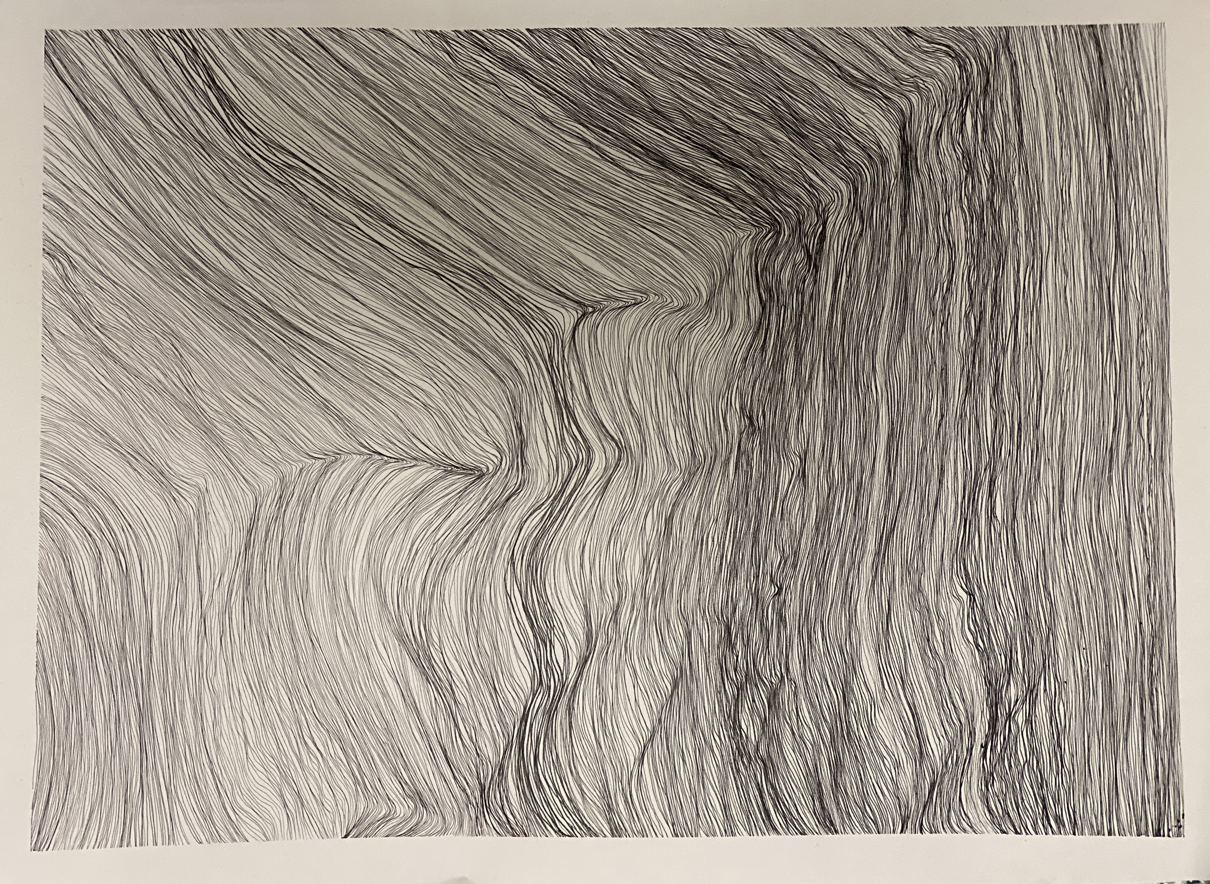 flow, pen on paper, 18x24, 2022
