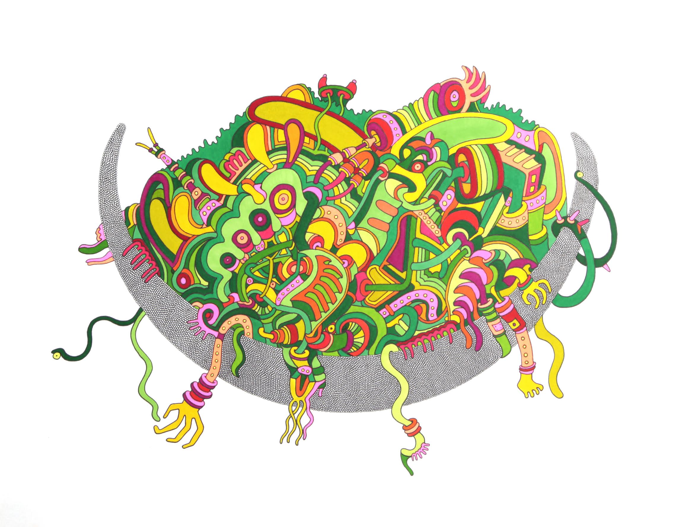 The Inner Workings of Cildo's Thought Processes ink and marker on acid free paper 80.4 x 94.3 cm framed