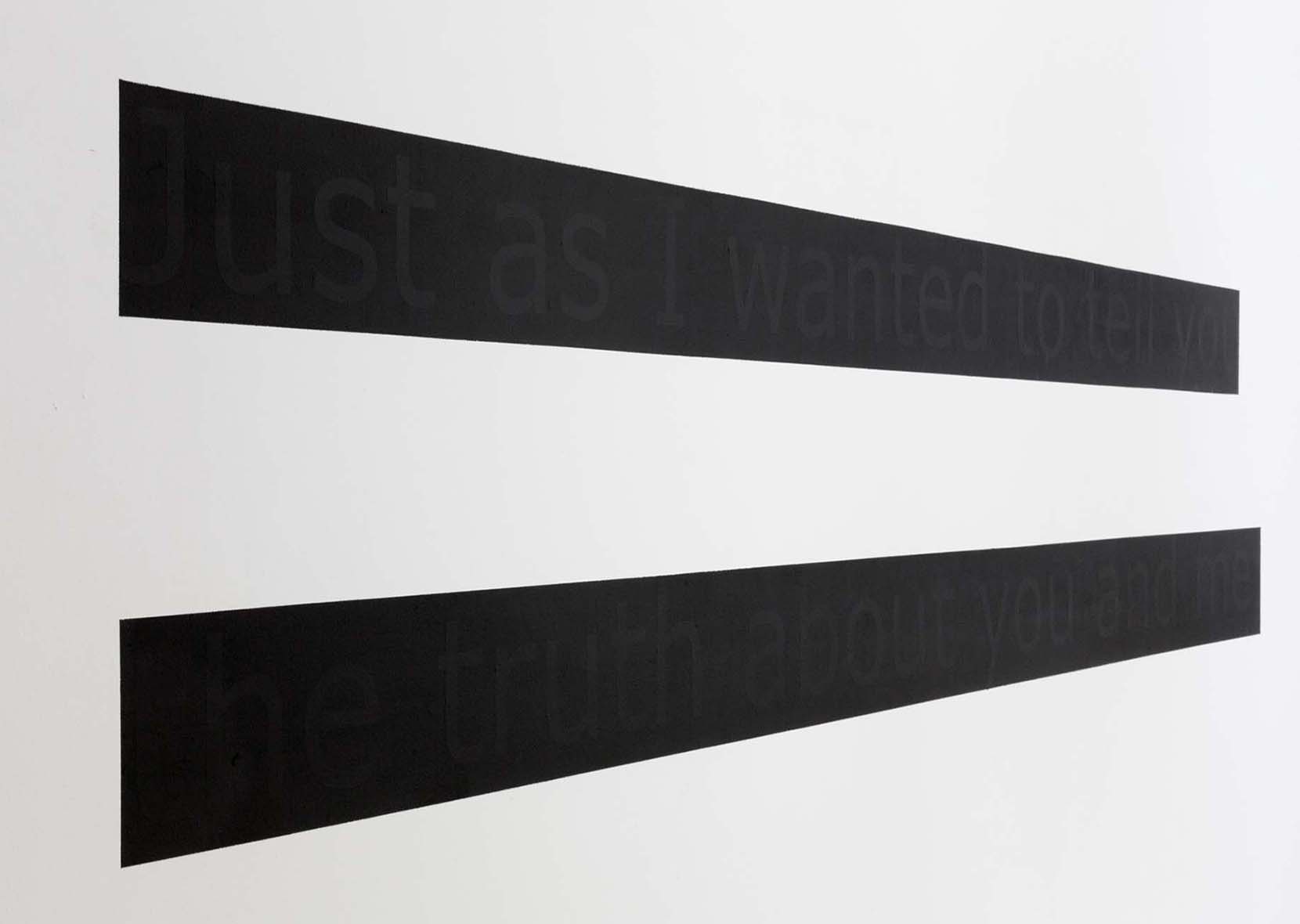 the truth about you and me2012adhesive letters, acrylic paintdimensions variable