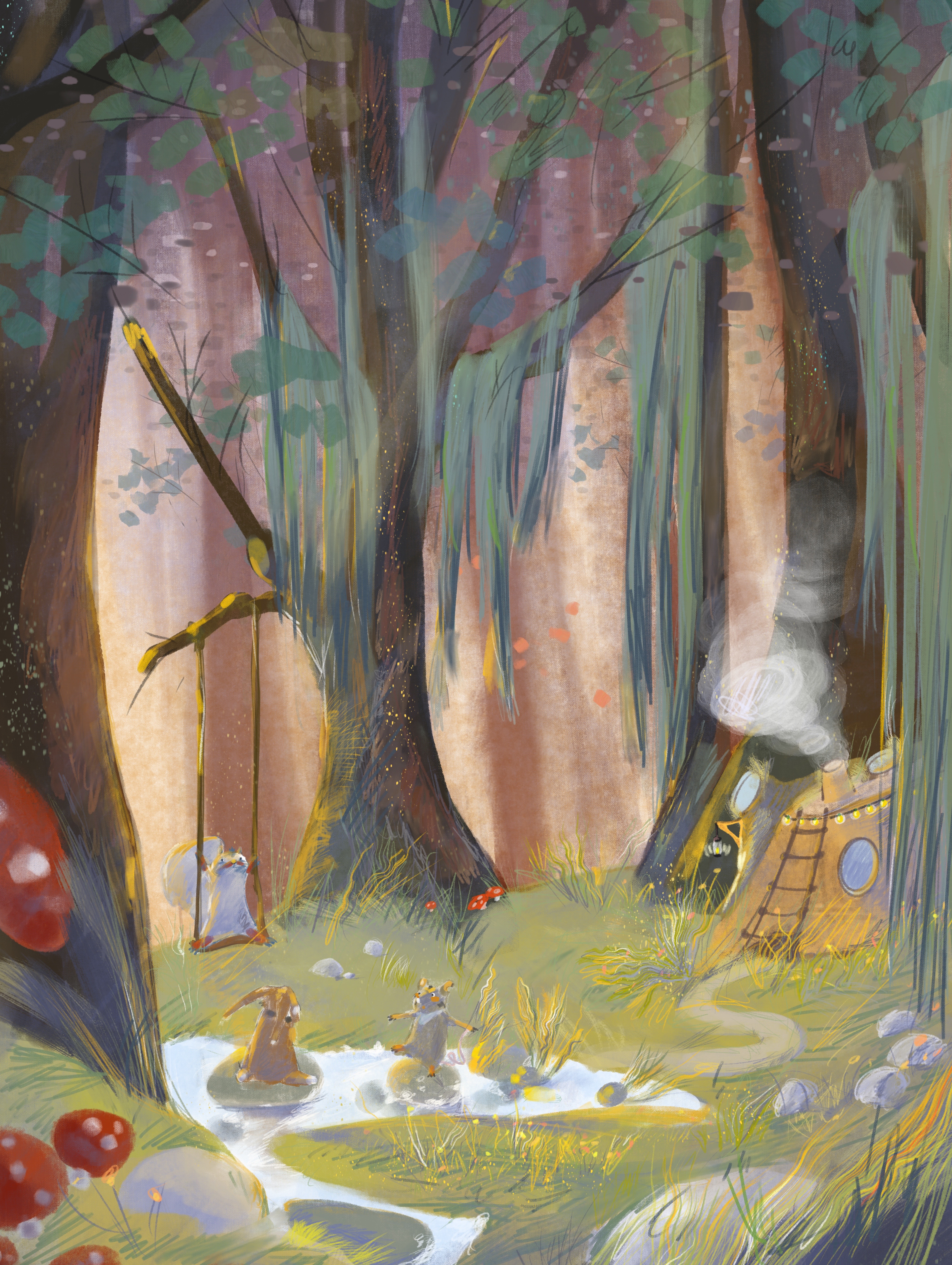 Bob Fin and Hun with their hut