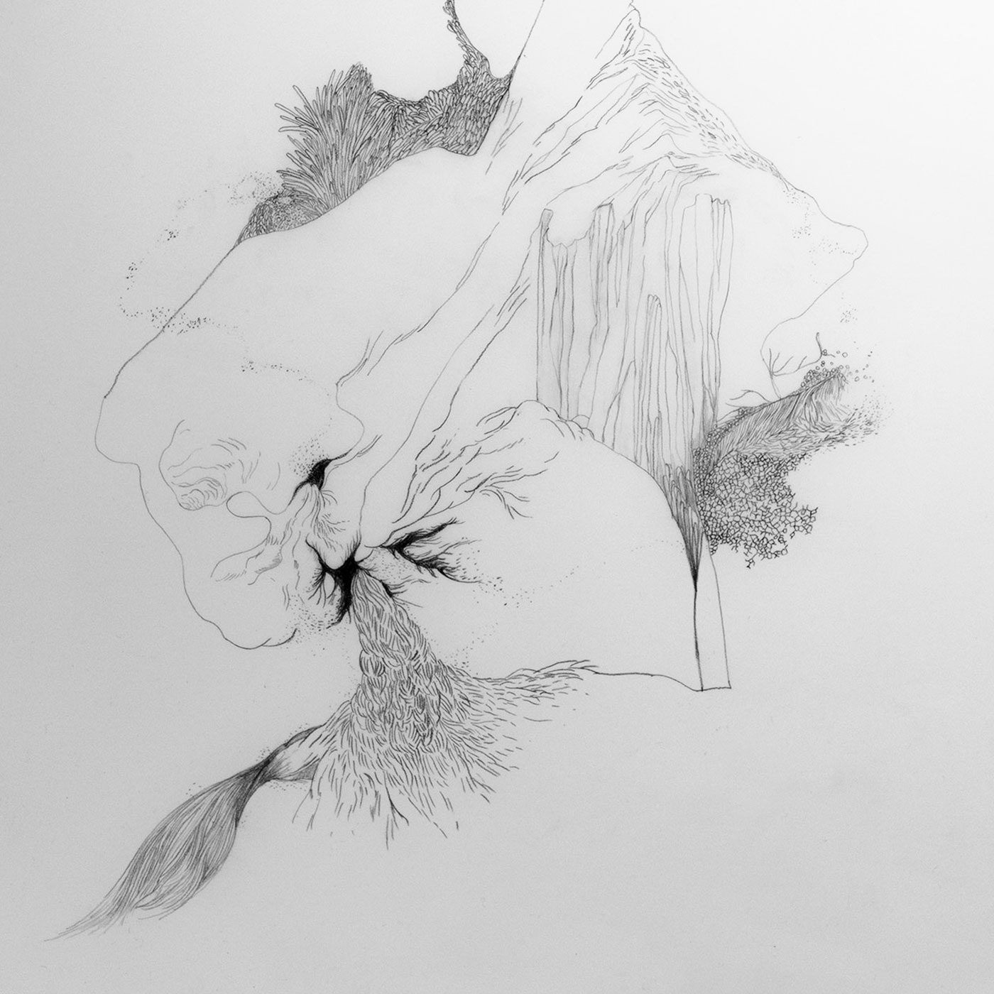 Abstract line black and white drawing by Sonia Reboul - Dessin abstrait noir et blanc