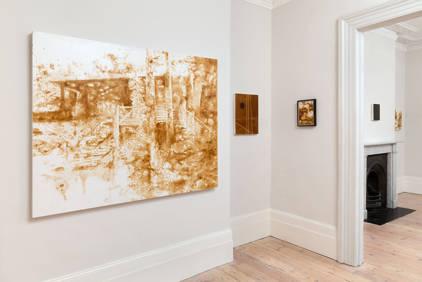 Mary Jane paintings installed at Handel Street Projects, 2018. Foreground: Retreat.
