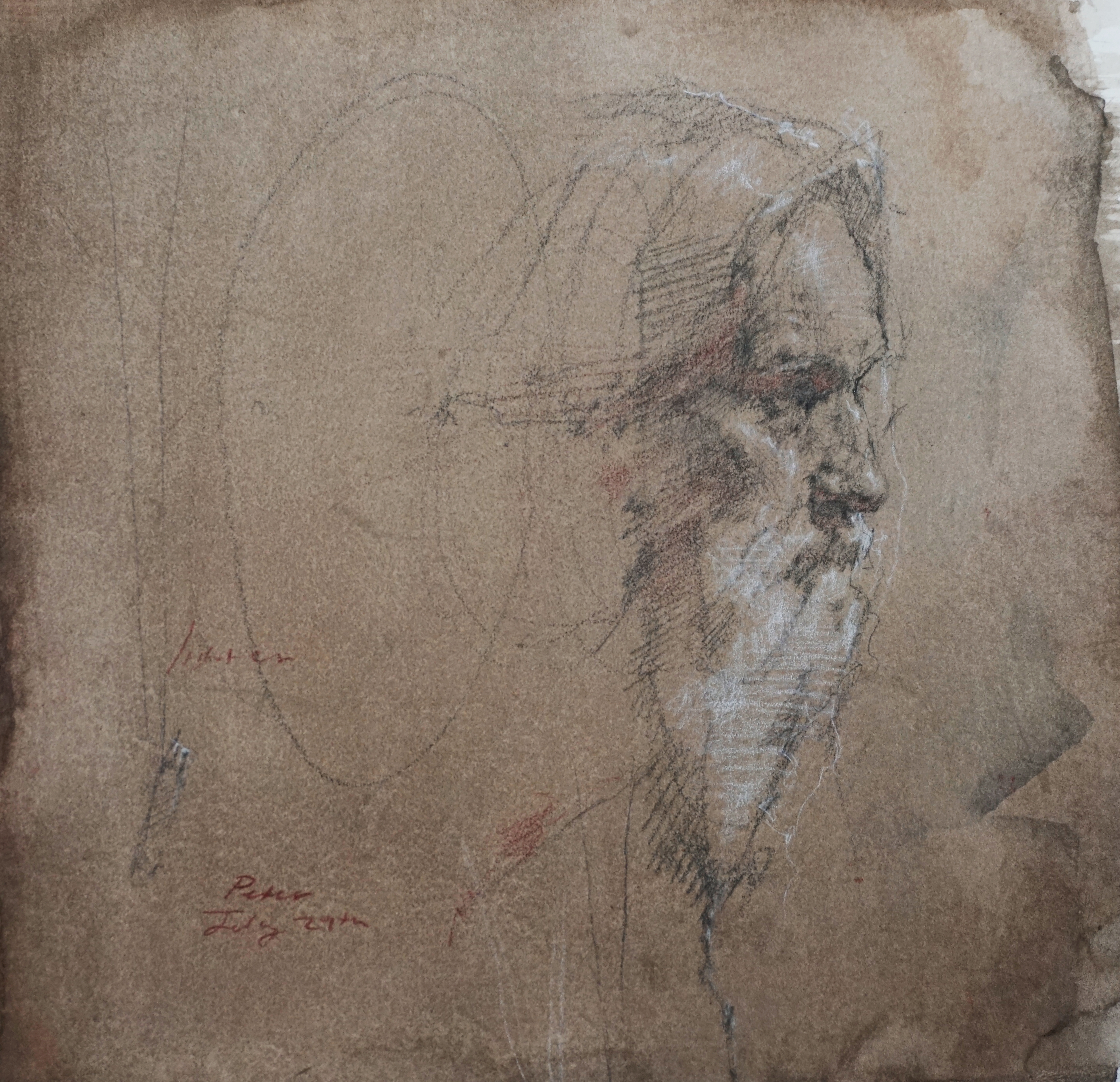 Sweden Bust of Peter, Pencil and Chalk on Toned Paper, 8x8'', $450