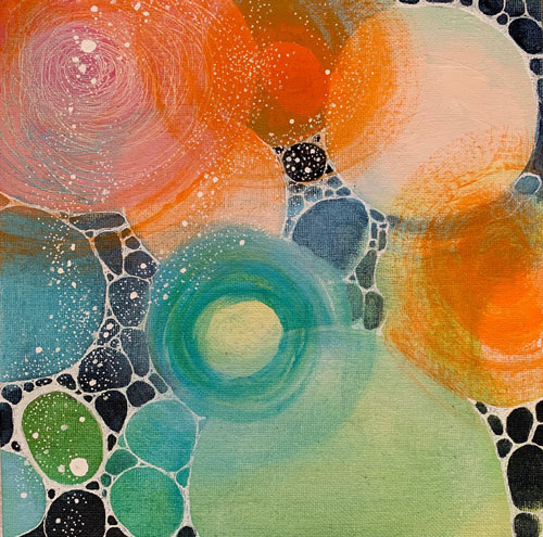 I crinkle my nose  Acrylics and Ink 8" x 8"