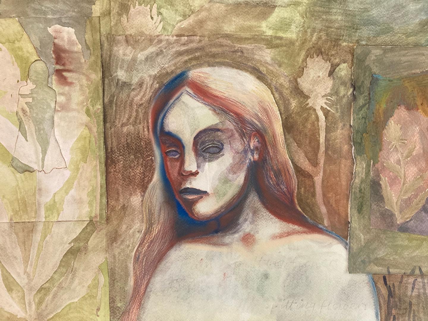 Spitting flowers, collage, 2023