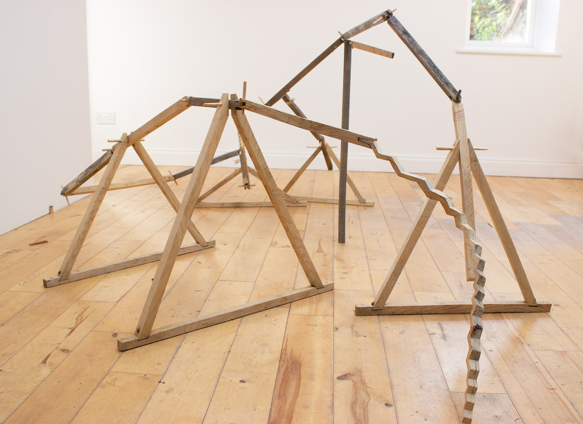 oak, stems are 1" square and jointed