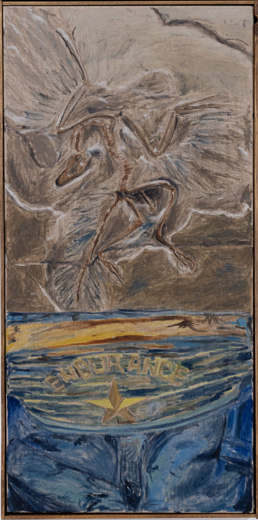 A Reason for Broken Wings – 78 x 39 cm, oil on linen, pine frame, 2025