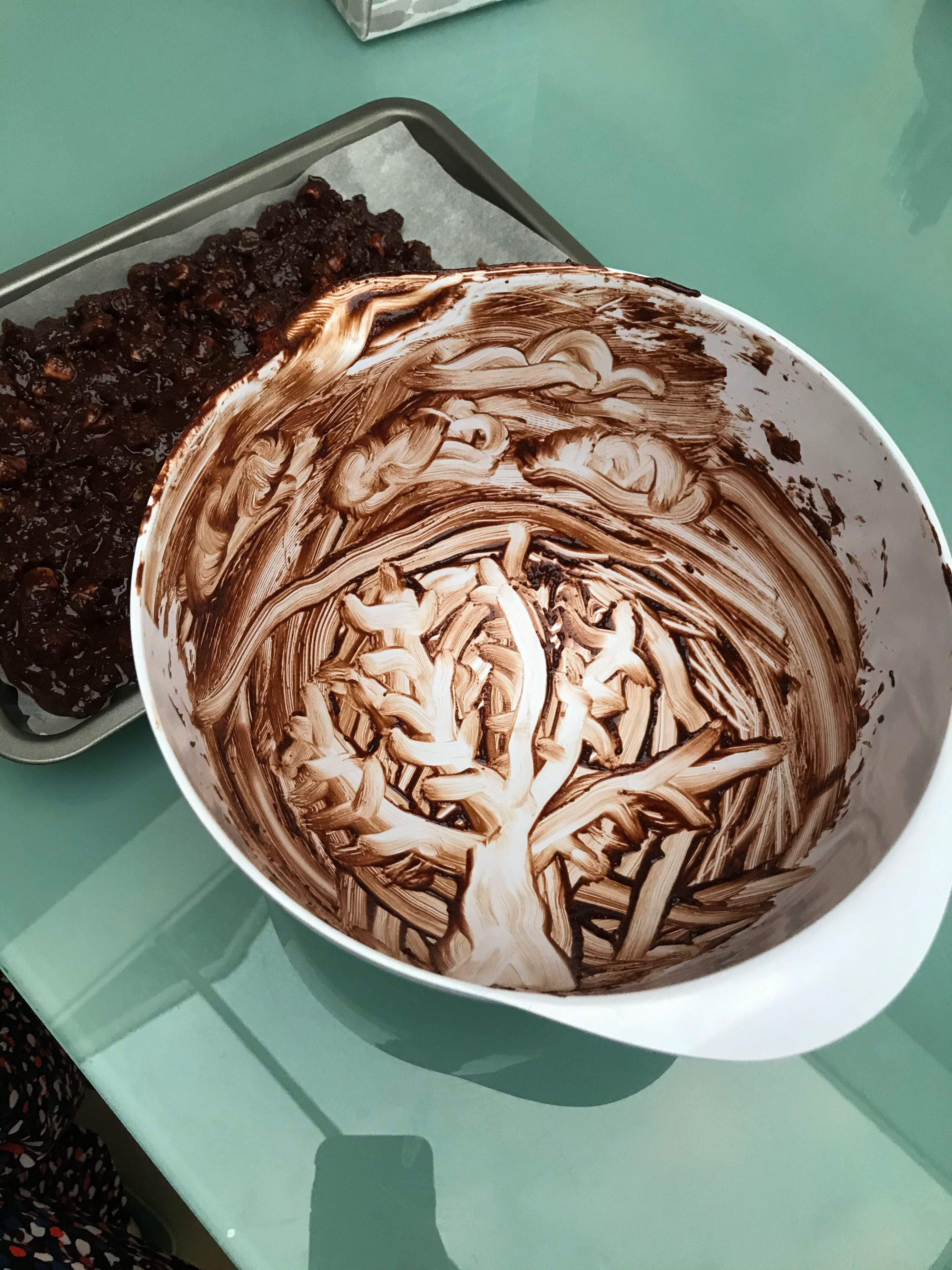 ‘A hungry Van Gogh’. Finger, rocky road mix, mouth, heaven.