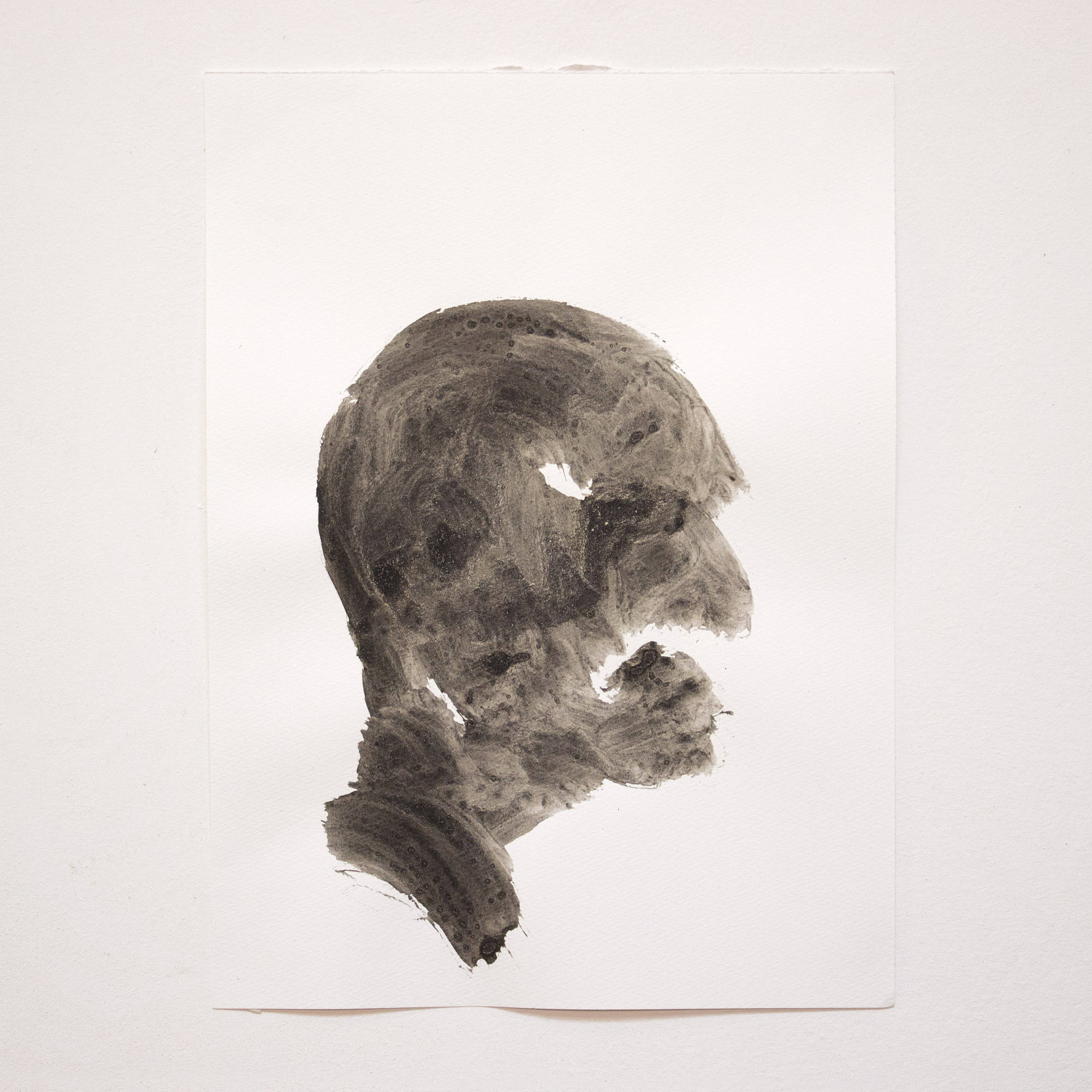 head of Orion, oak gall ink, 13" by 9.5"